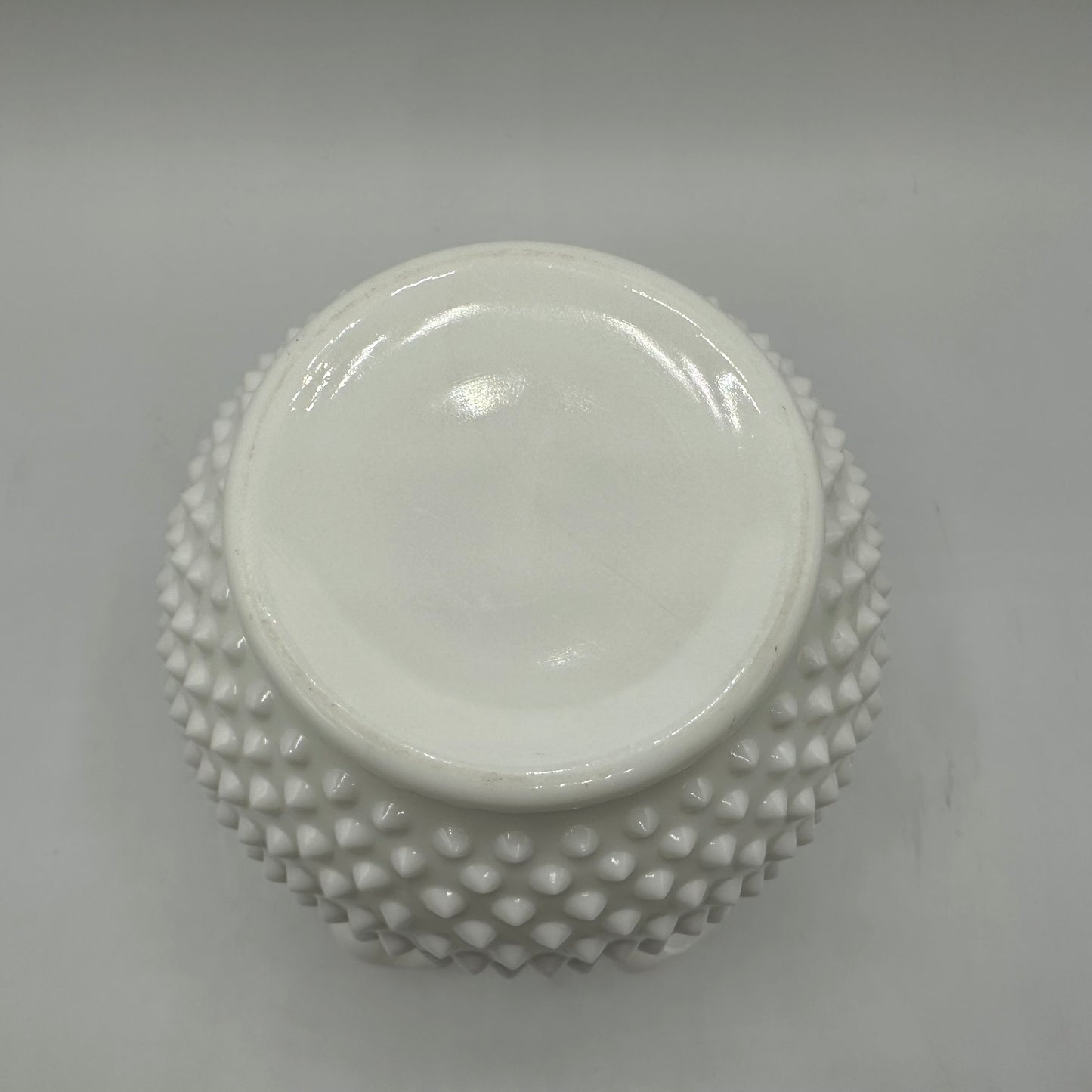 Fenton Milk Glass Hobnail Rose Bowl Vase Double Crimped Ruffled Edge