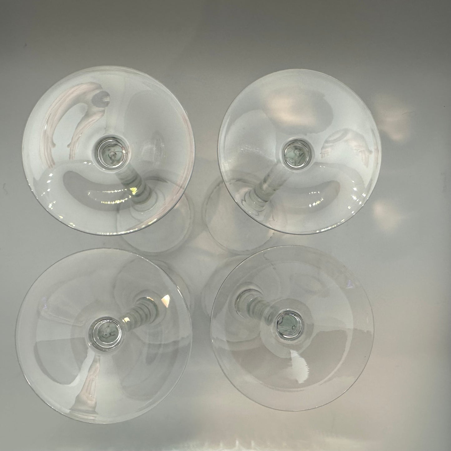 Clear Crystal 8” Tulip Shaped Wine Glasses Unmarked, Set of 4