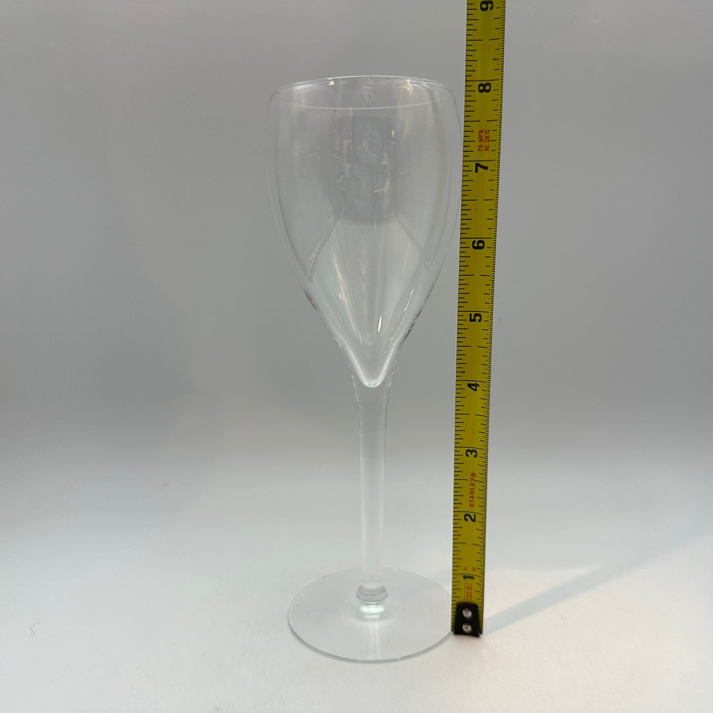 Clear Crystal 8” Tulip Shaped Wine Glasses Unmarked, Set of 4