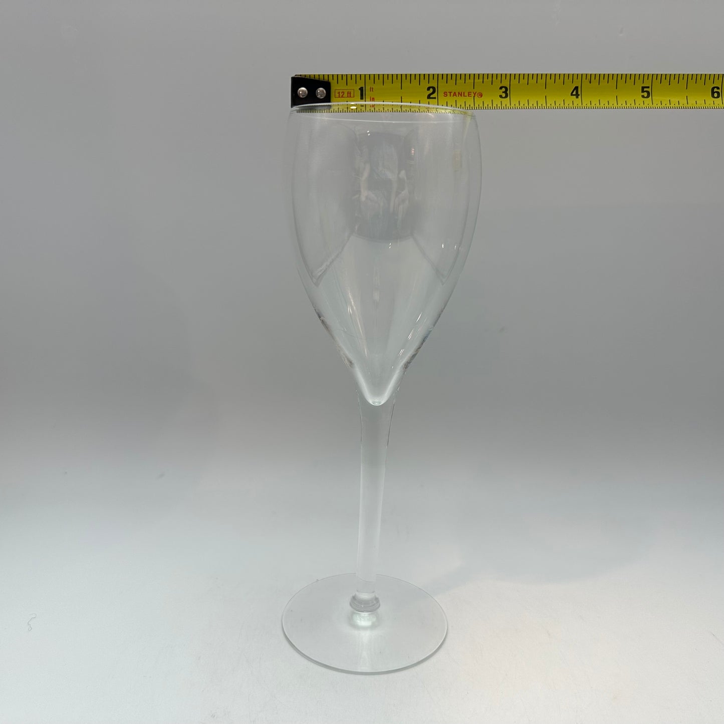 Clear Crystal 8” Tulip Shaped Wine Glasses Unmarked, Set of 4