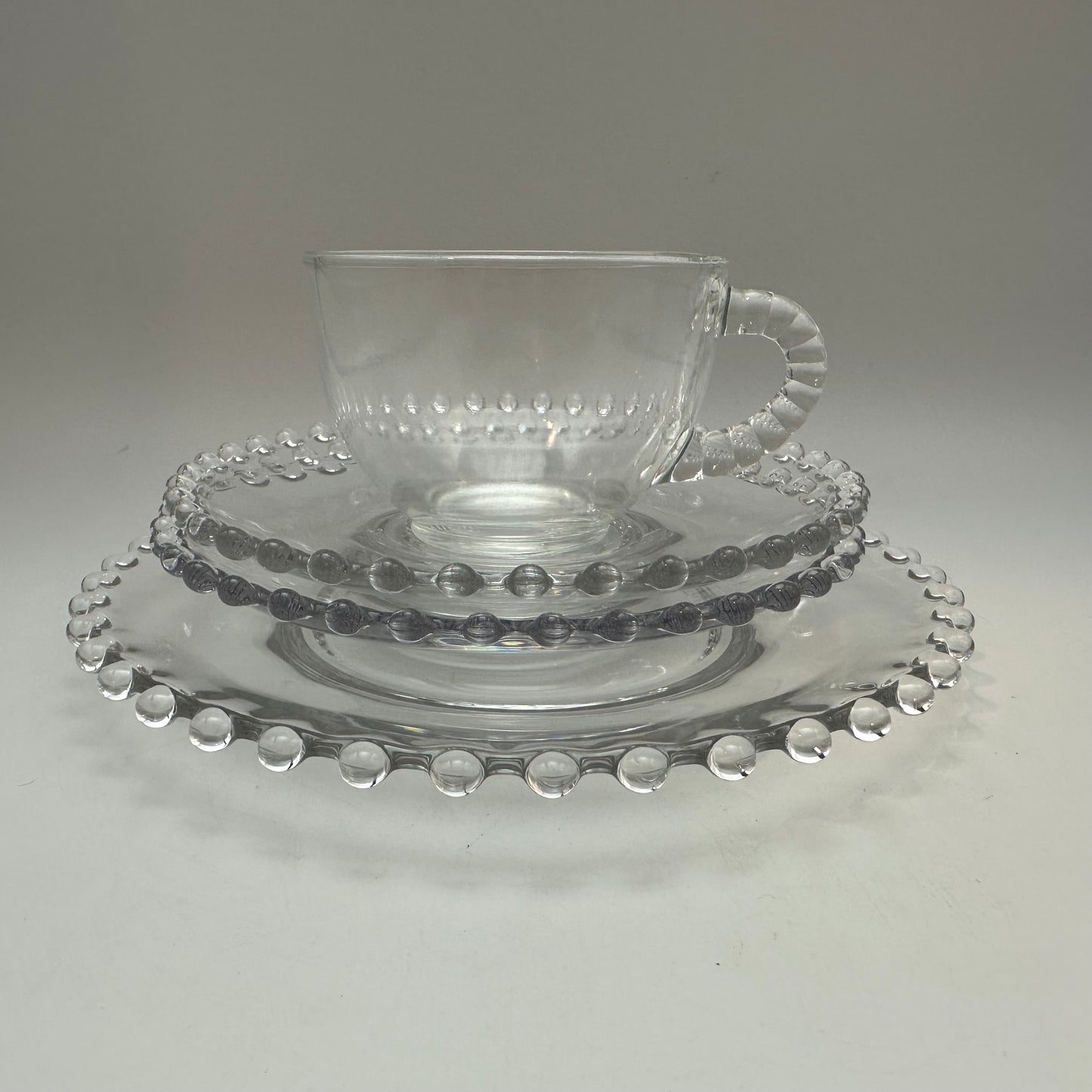 Imperial Glass Candlewick Cup, Saucers (2), and Salad Plate Lot