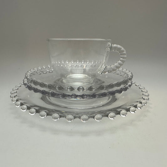 Imperial Glass Candlewick Cup, Saucers (2), and Salad Plate Lot