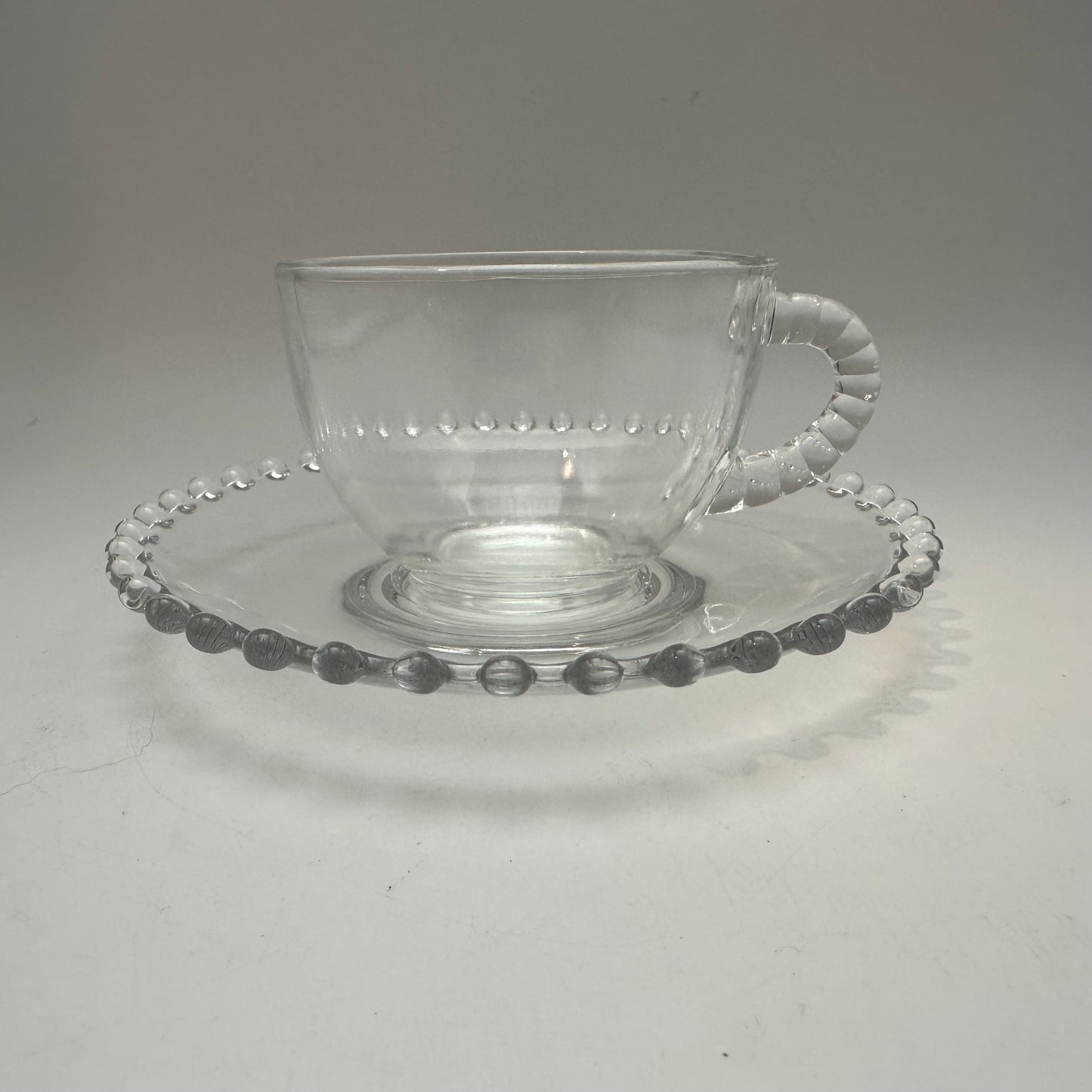 Imperial Glass Candlewick Cup, Saucers (2), and Salad Plate Lot