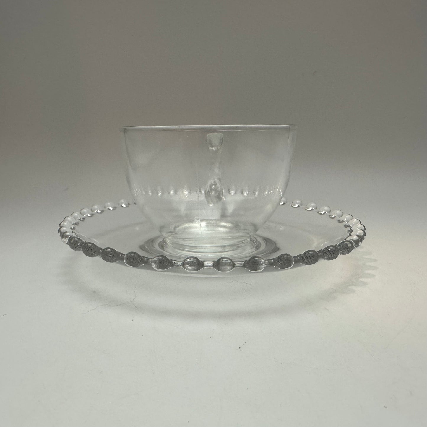 Imperial Glass Candlewick Cup, Saucers (2), and Salad Plate Lot