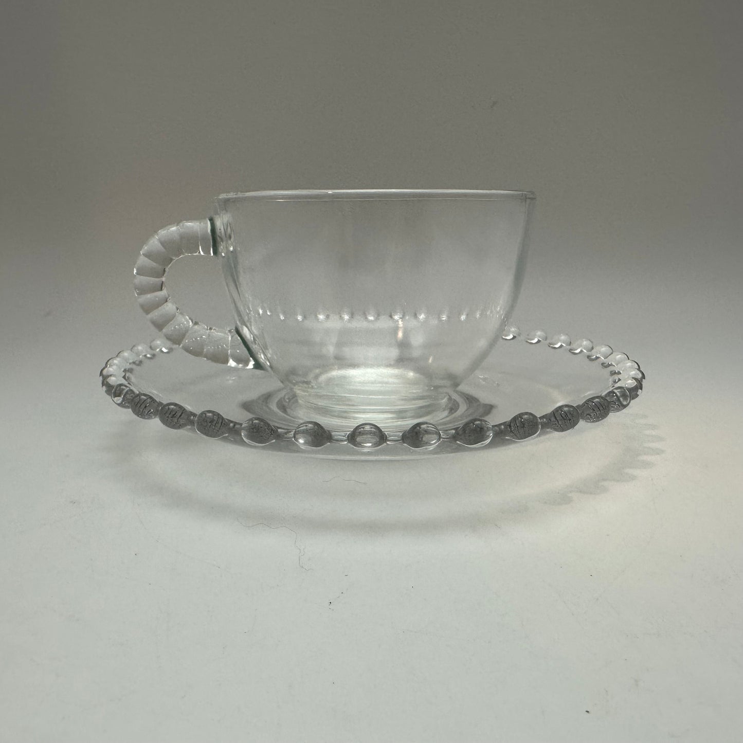 Imperial Glass Candlewick Cup, Saucers (2), and Salad Plate Lot