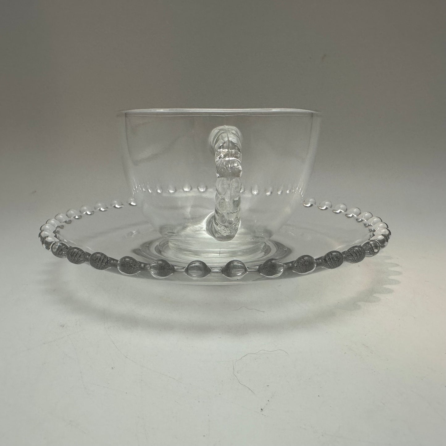 Imperial Glass Candlewick Cup, Saucers (2), and Salad Plate Lot