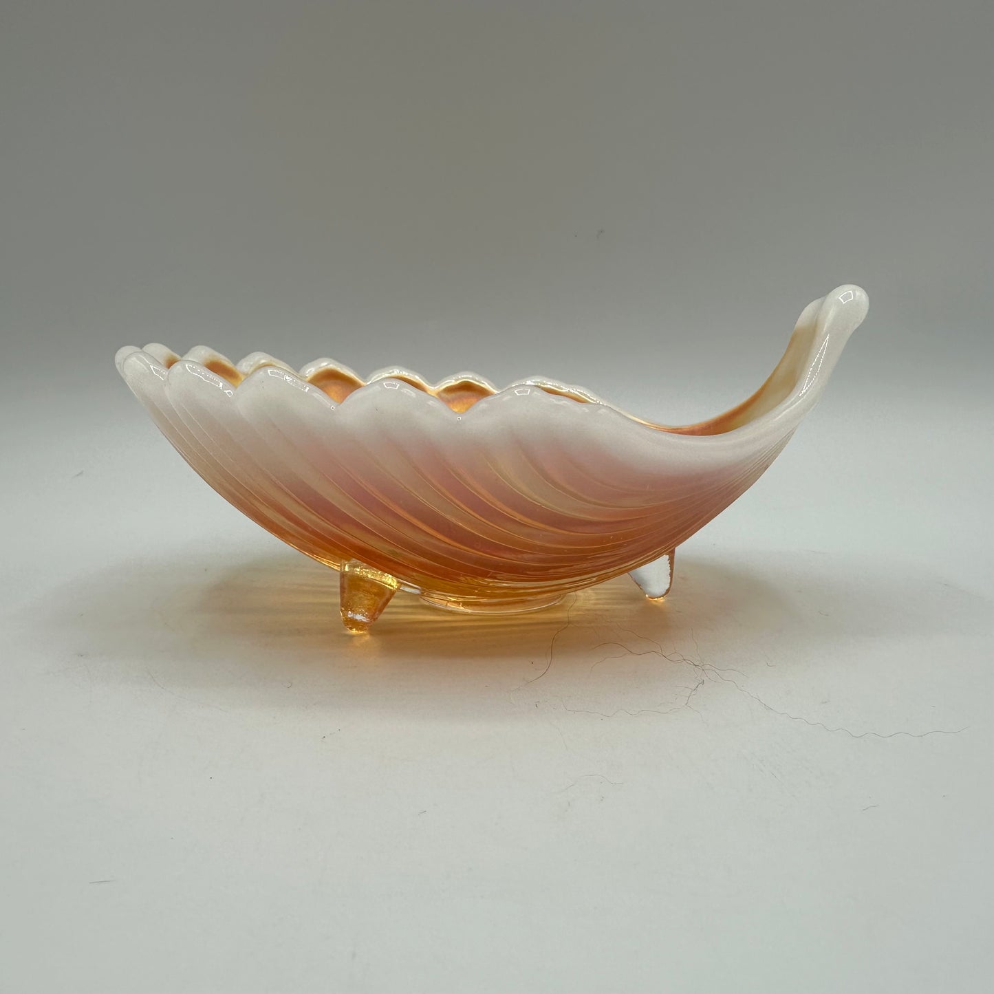 Westmoreland Marigold Opalescent Carnival Glass Footed Shell Dish