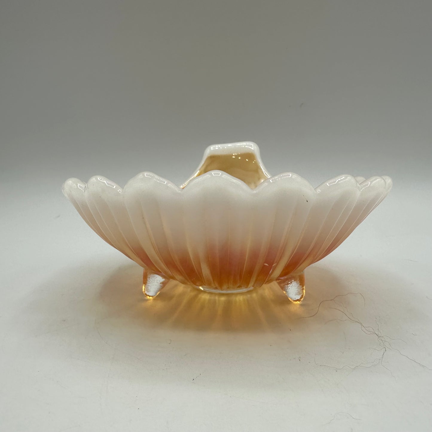 Westmoreland Marigold Opalescent Carnival Glass Footed Shell Dish