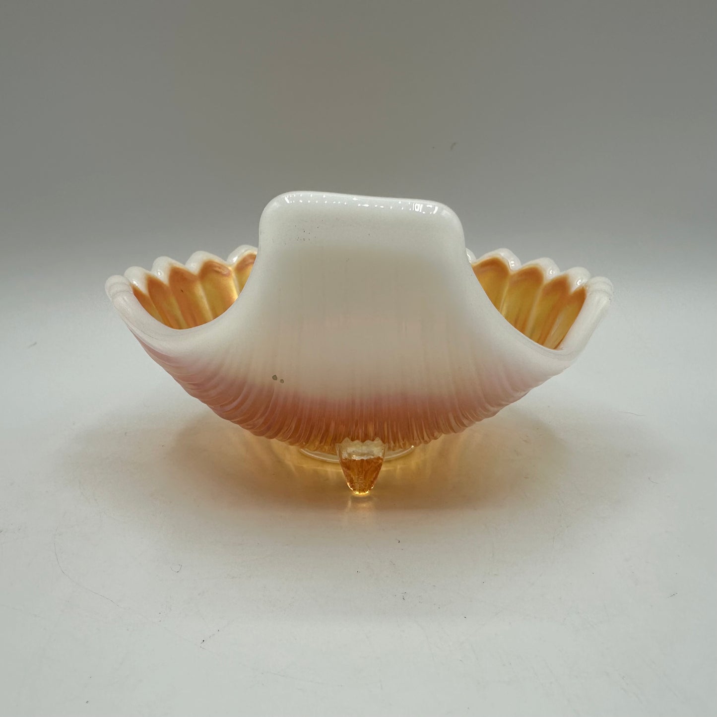 Westmoreland Marigold Opalescent Carnival Glass Footed Shell Dish