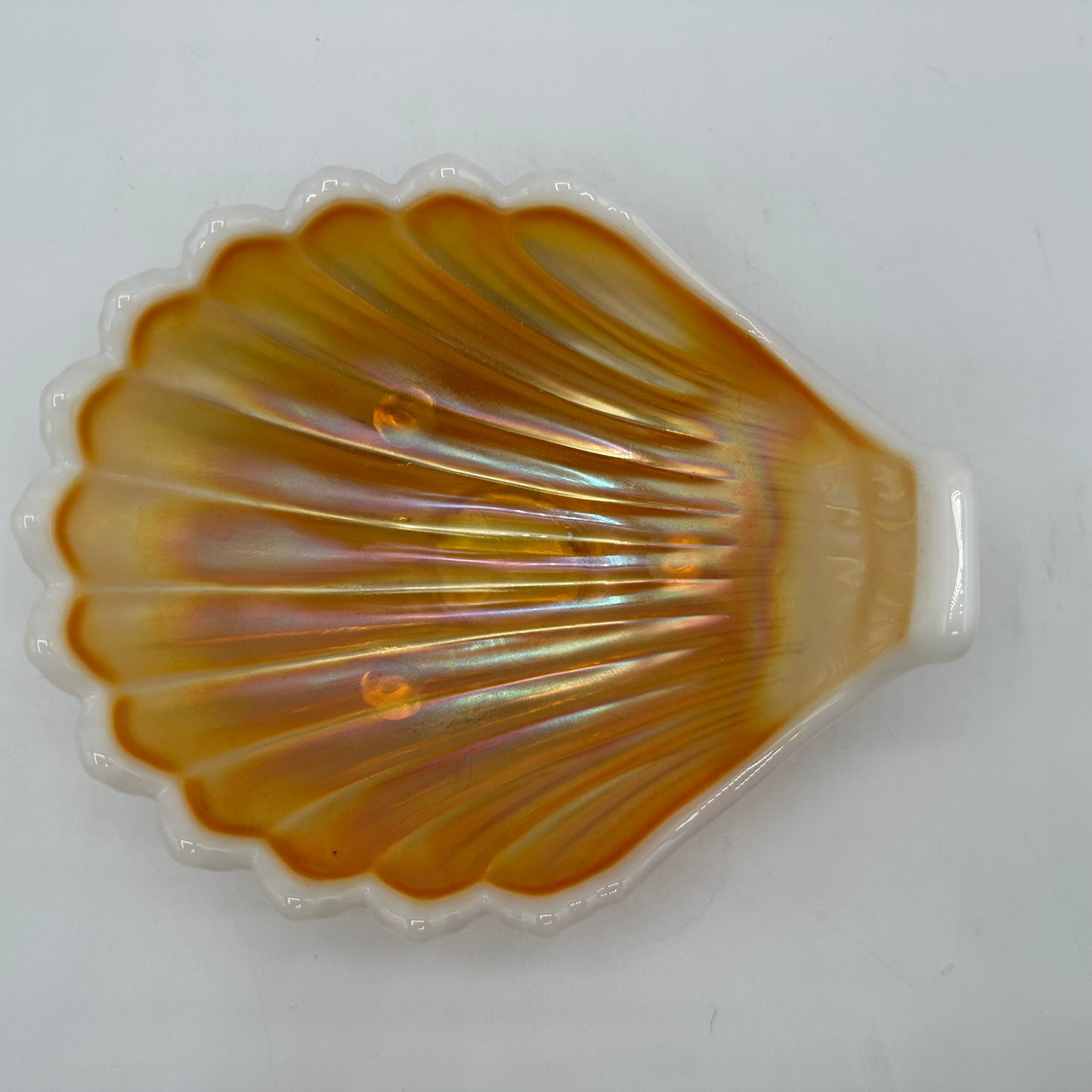 Westmoreland Marigold Opalescent Carnival Glass Footed Shell Dish