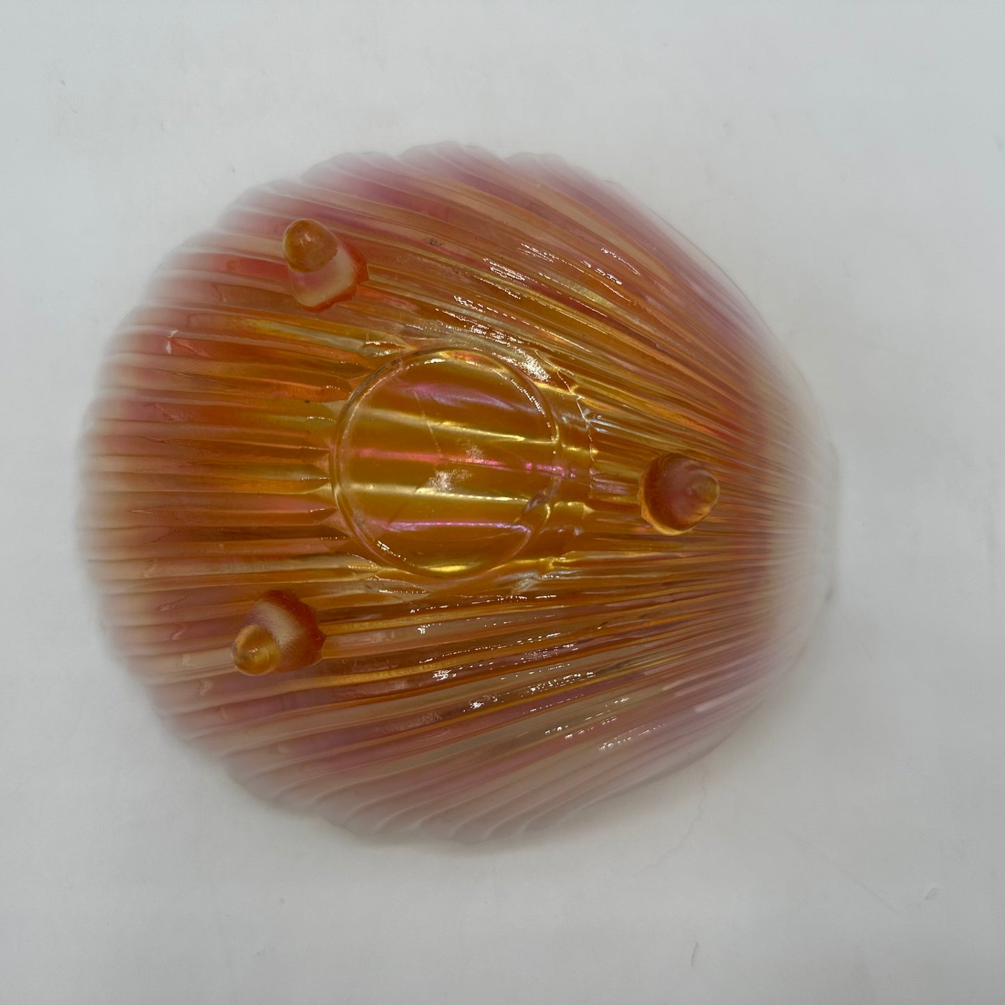 Westmoreland Marigold Opalescent Carnival Glass Footed Shell Dish