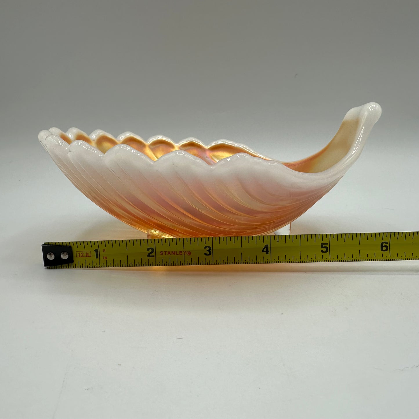 Westmoreland Marigold Opalescent Carnival Glass Footed Shell Dish