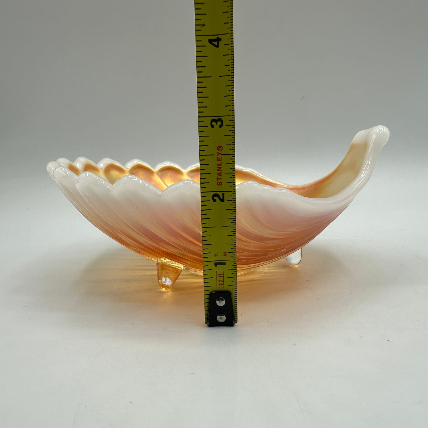 Westmoreland Marigold Opalescent Carnival Glass Footed Shell Dish