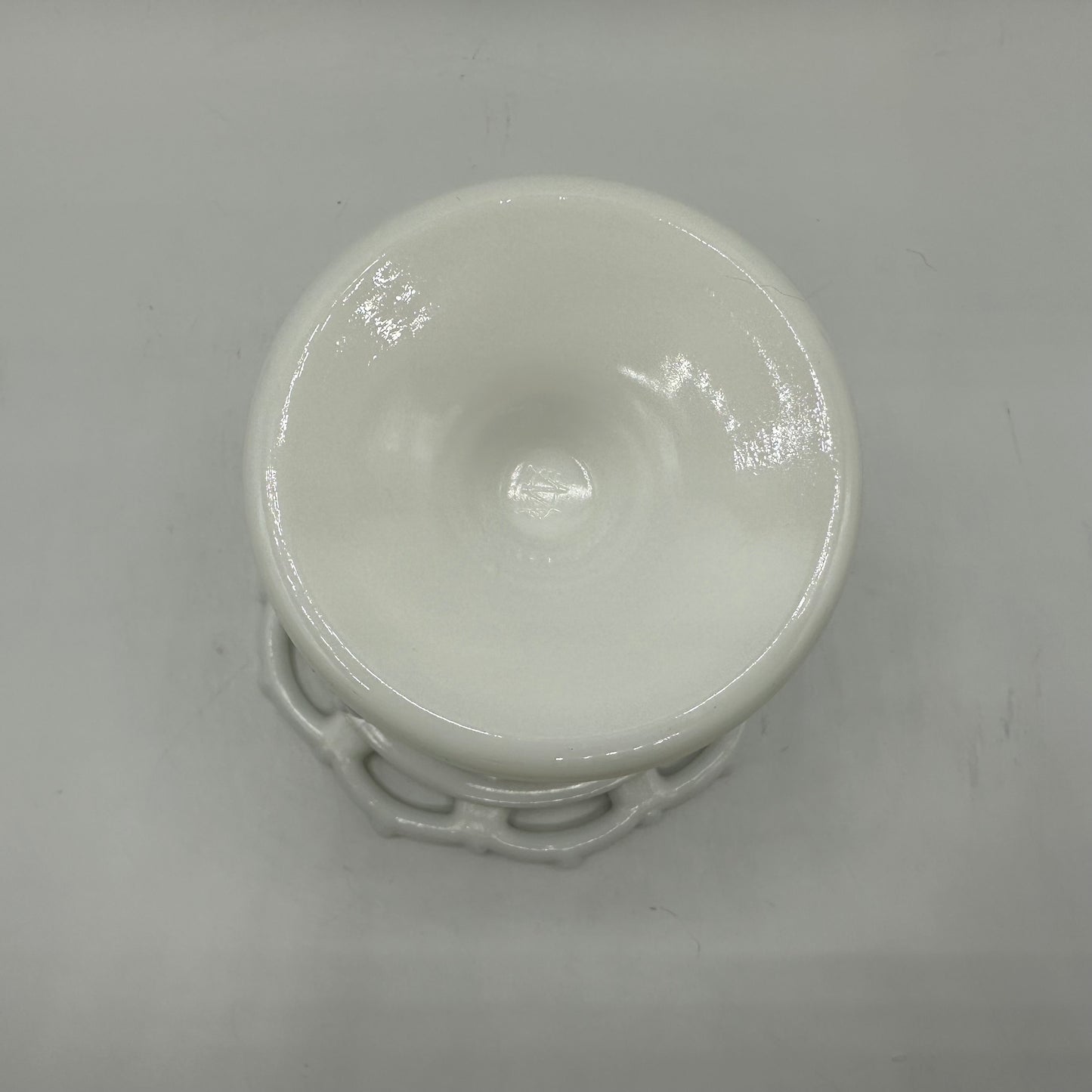 Westmoreland Grape & Leaves Pattern Lace Edge Milk Glass Lidded Candy Dish