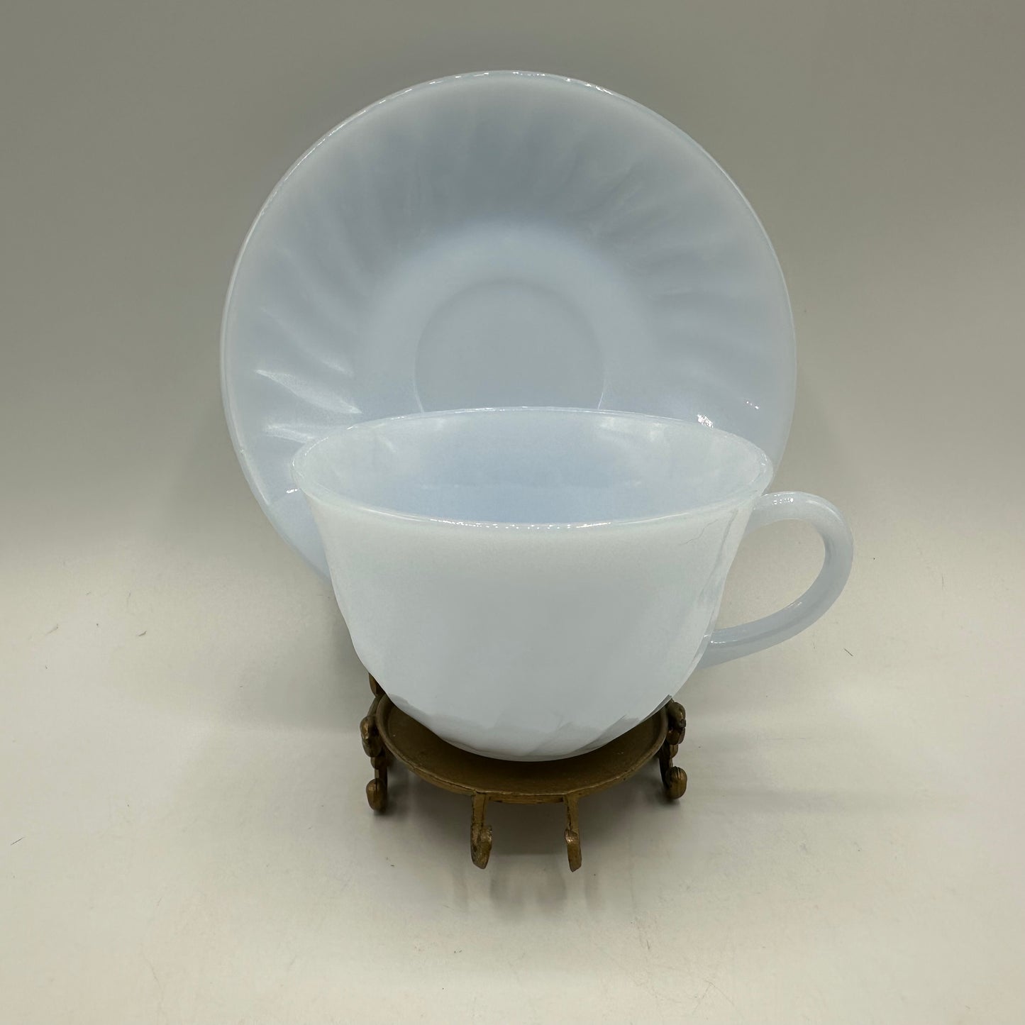 Fire King Azurite Blue Cups and Saucers, Set of 4
