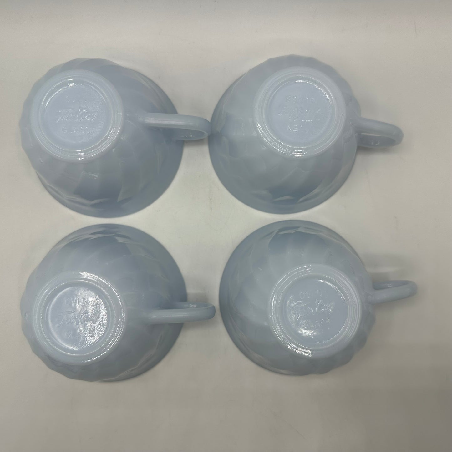 Fire King Azurite Blue Cups and Saucers, Set of 4