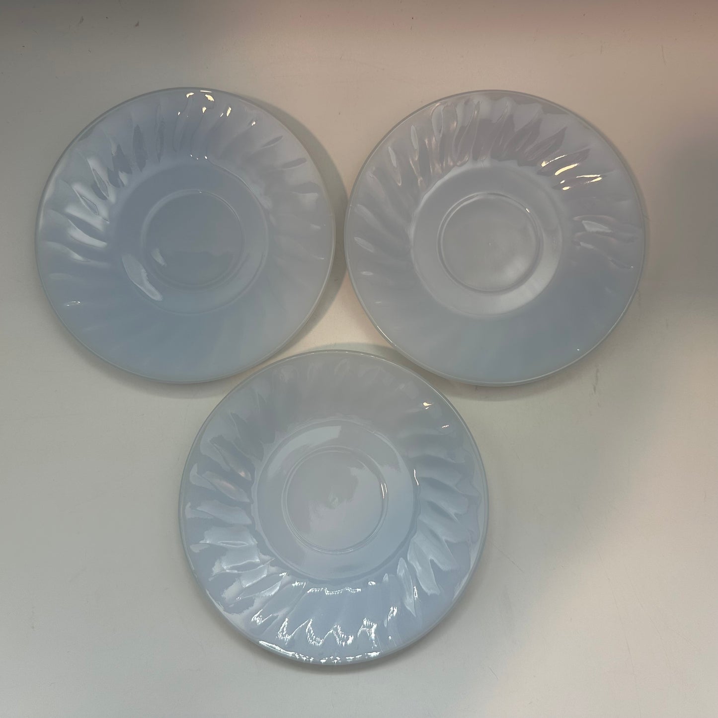 Fire King Azurite Blue Saucers, set of 3