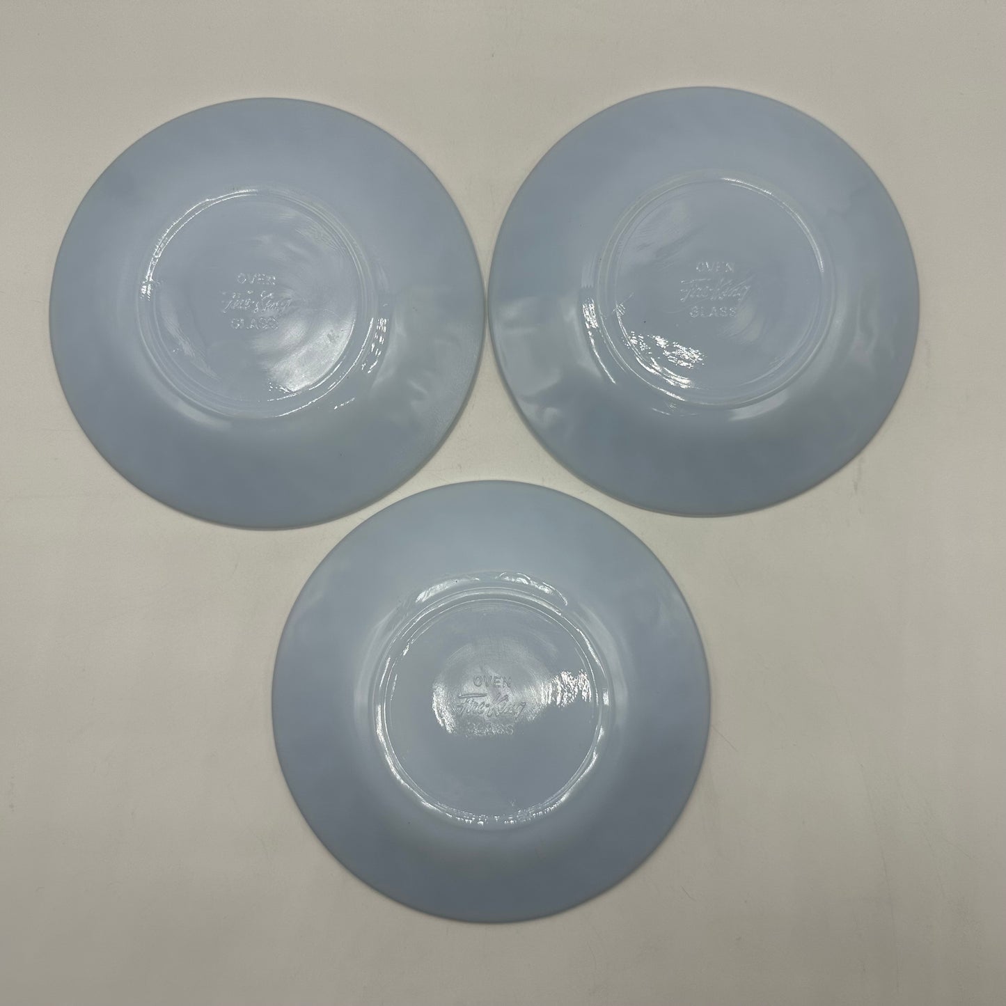 Fire King Azurite Blue Saucers, set of 3