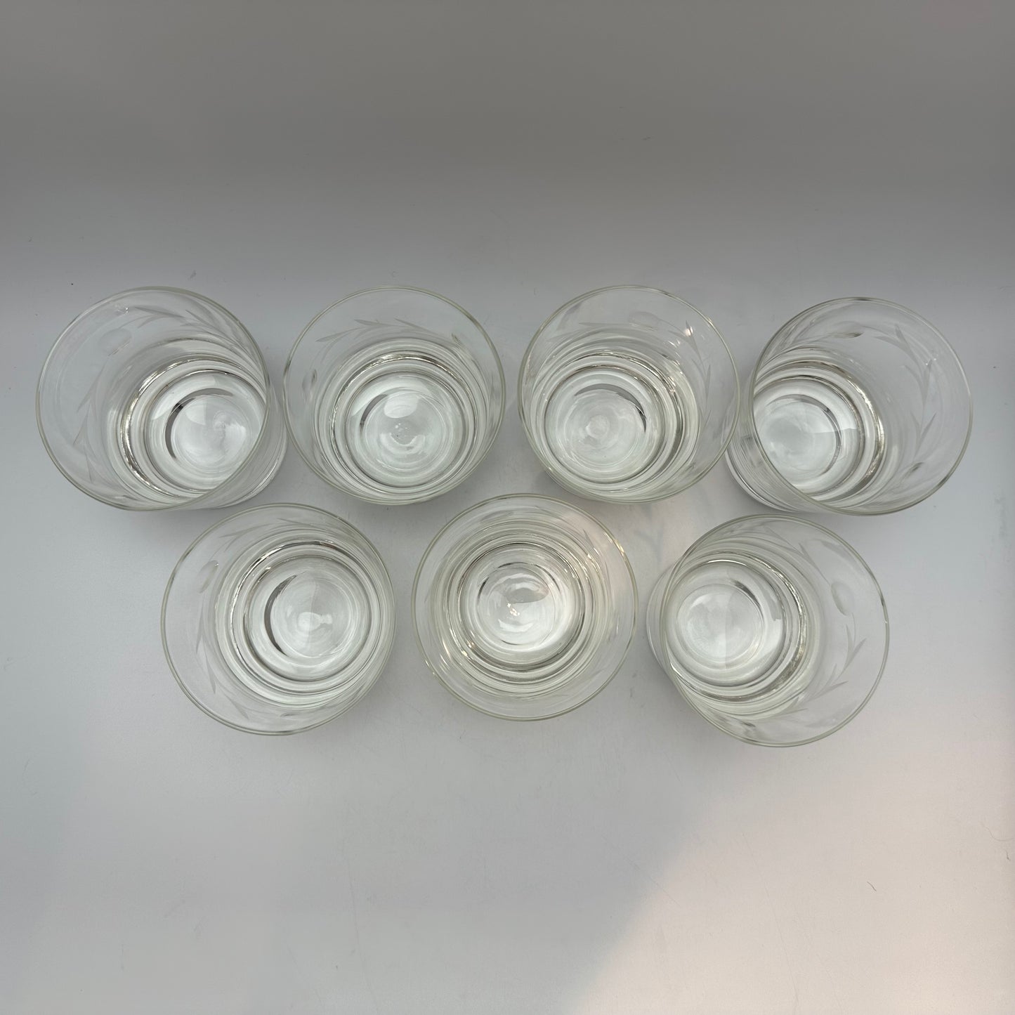 Floral Etched Rocks Glasses, Set of 7