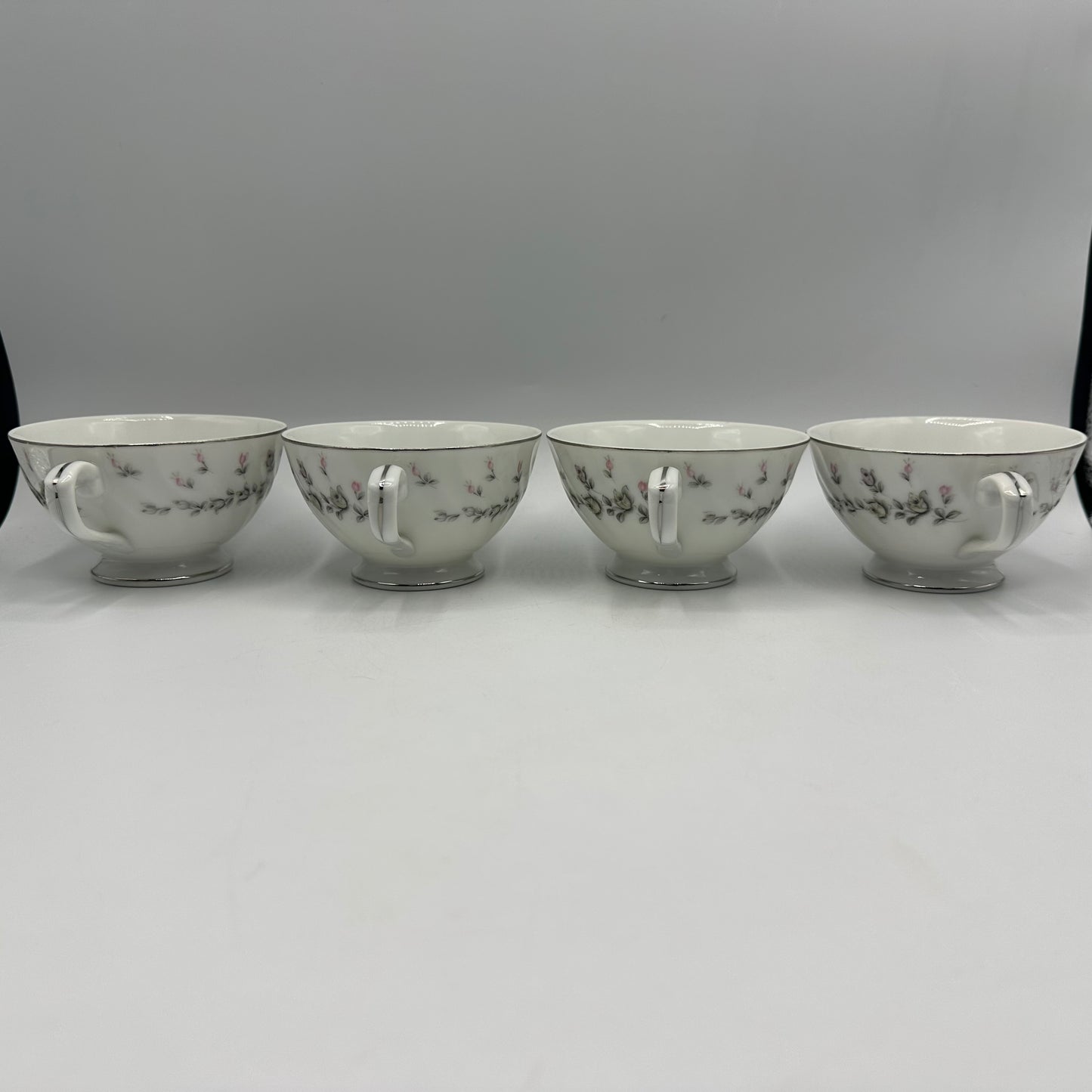 Style House Picardy Platinum Cups and Saucers, Set of 4