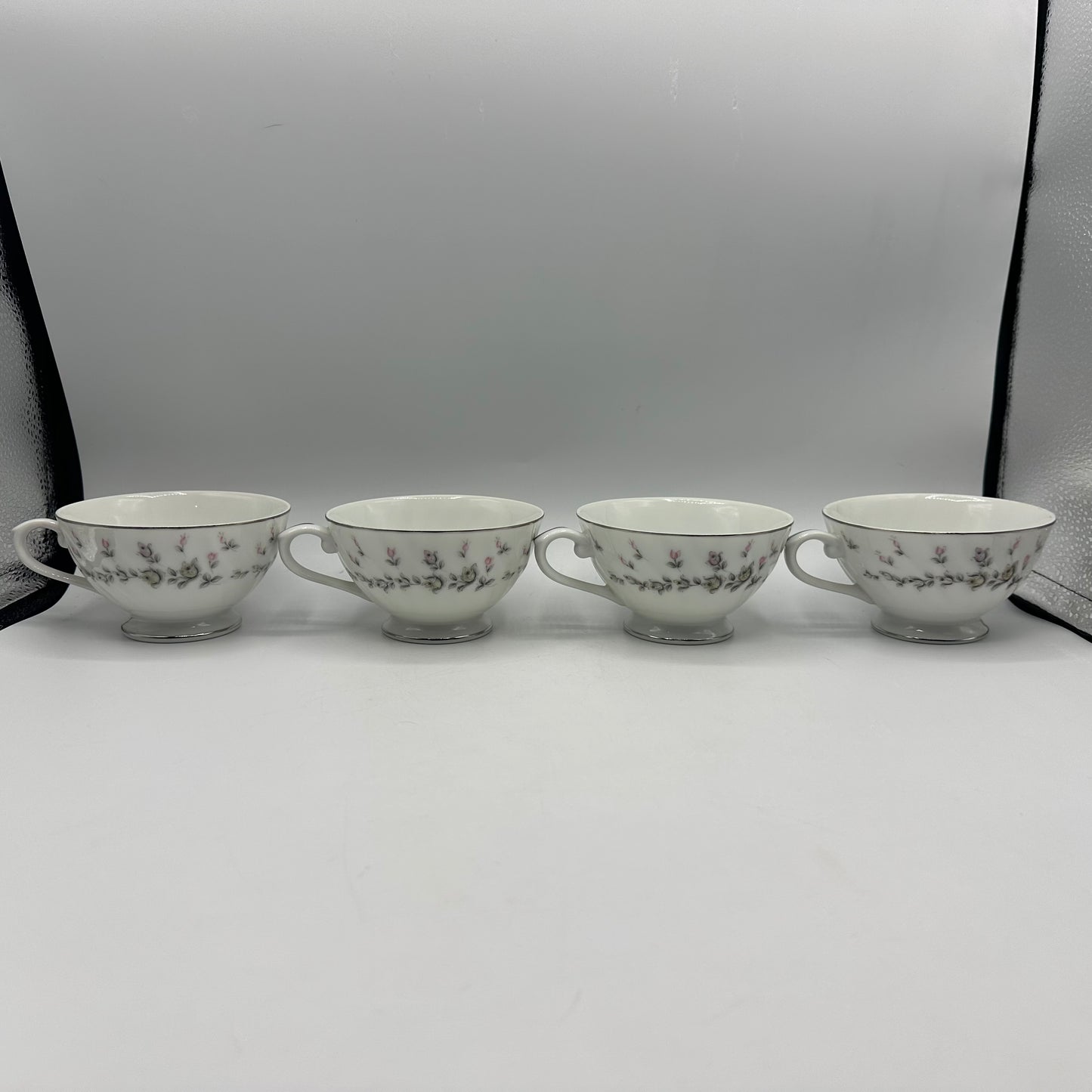 Style House Picardy Platinum Cups and Saucers, Set of 4