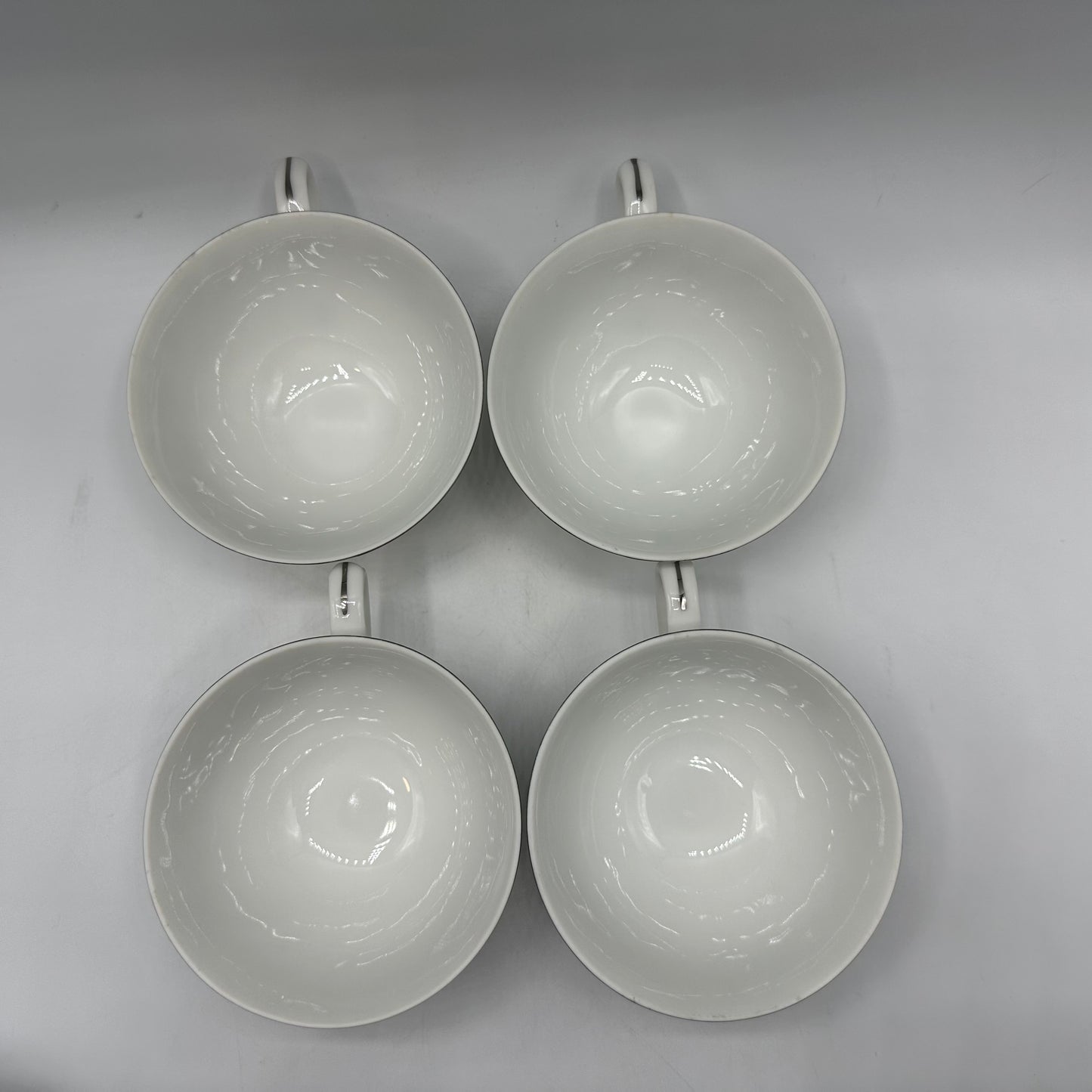 Style House Picardy Platinum Cups and Saucers, Set of 4