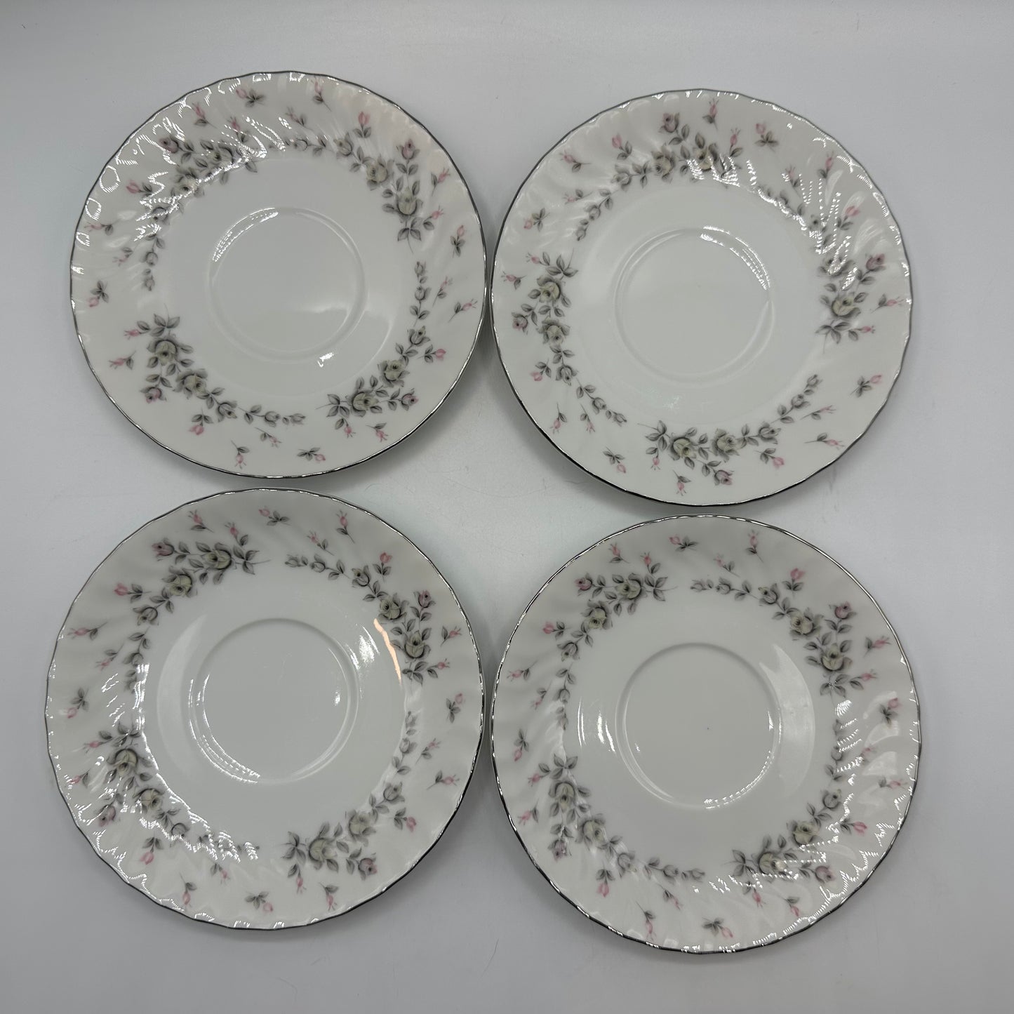 Style House Picardy Platinum Cups and Saucers, Set of 4