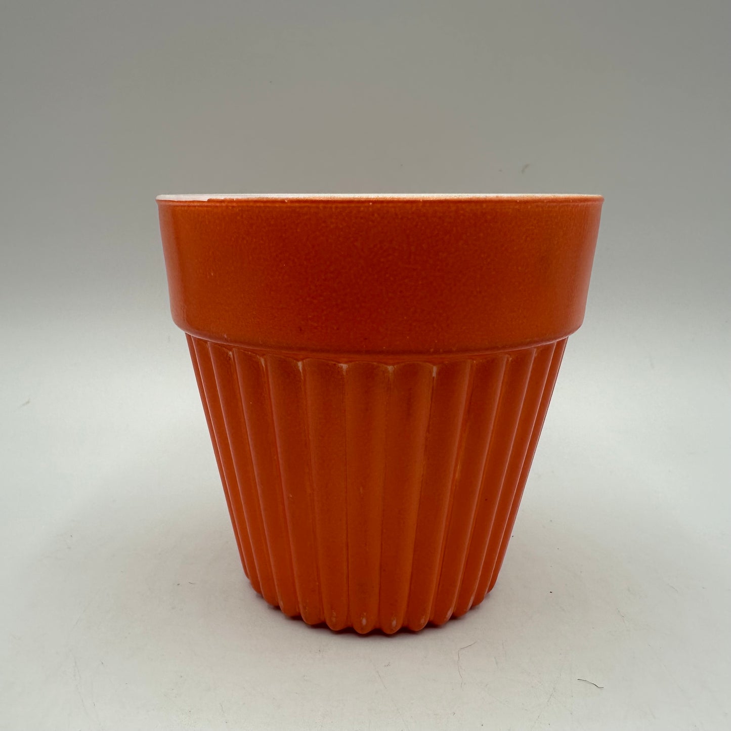 Lot of 3 Ribbed Planters -(2)Hazel Atlas and (1) Vitrock, Orange