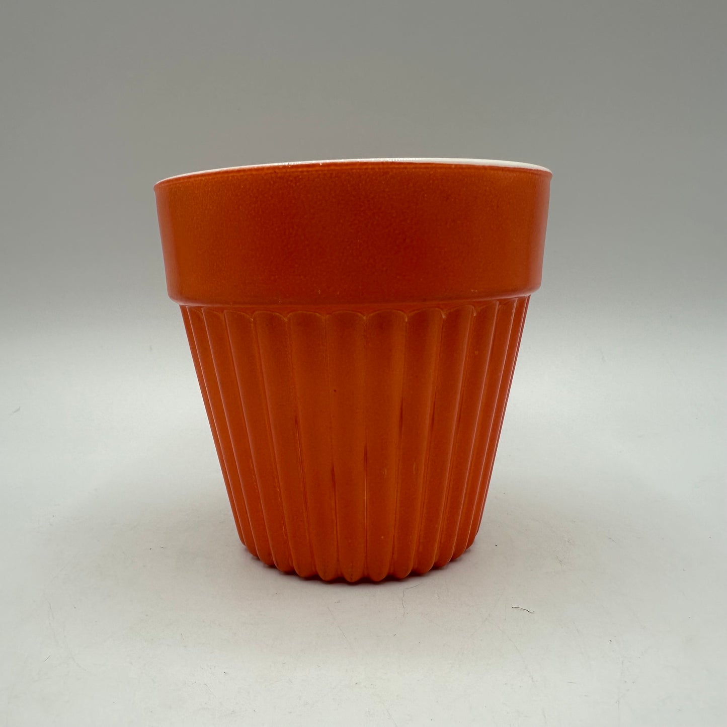 Lot of 3 Ribbed Planters -(2)Hazel Atlas and (1) Vitrock, Orange