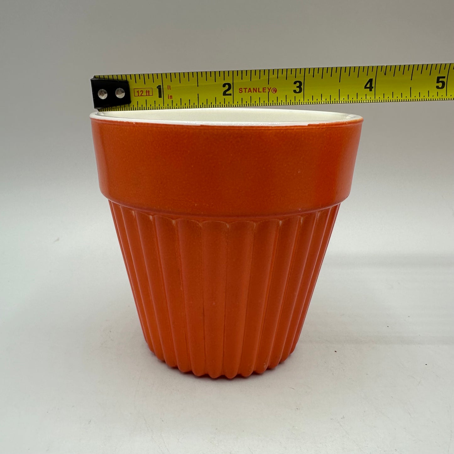 Lot of 3 Ribbed Planters -(2)Hazel Atlas and (1) Vitrock, Orange