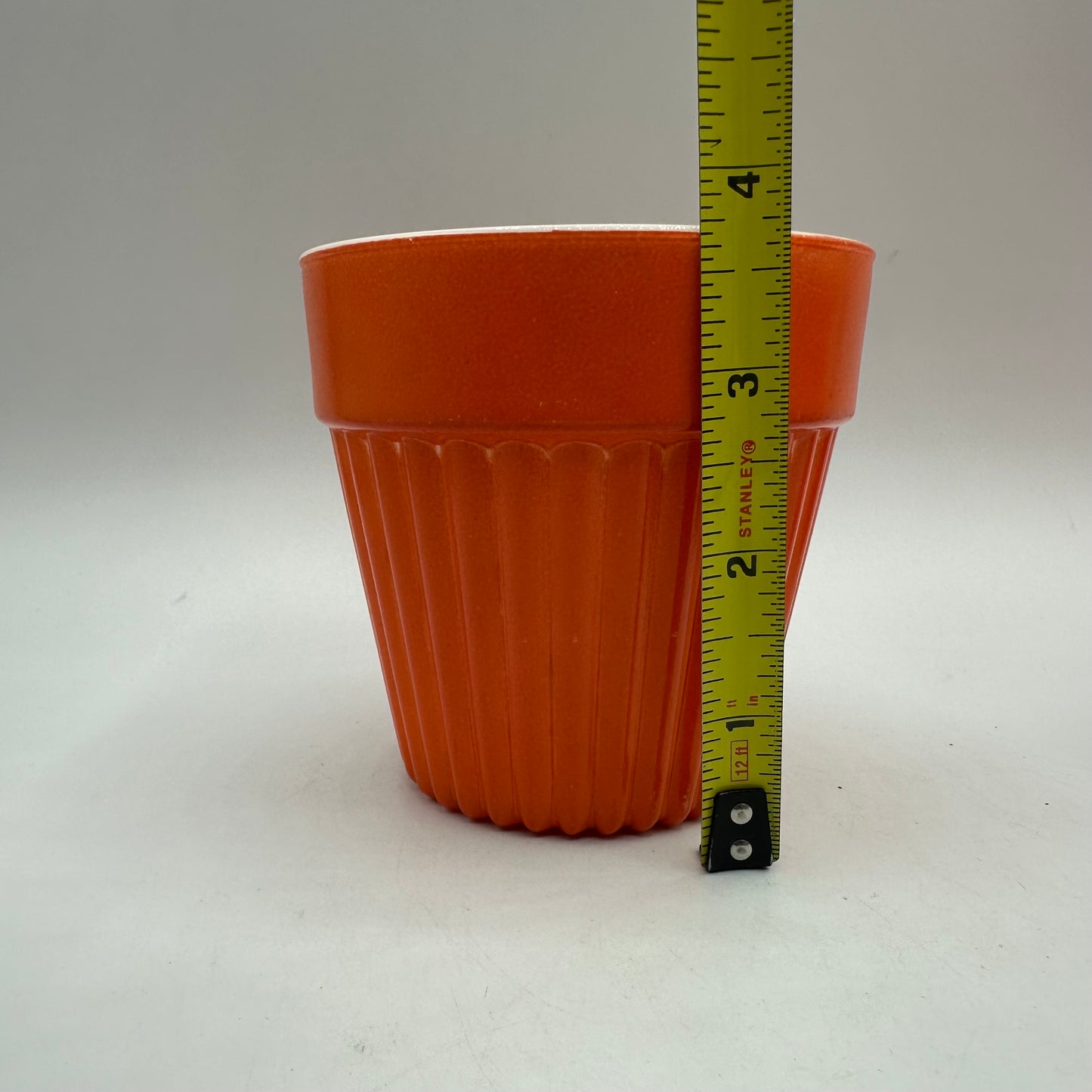 Lot of 3 Ribbed Planters -(2)Hazel Atlas and (1) Vitrock, Orange