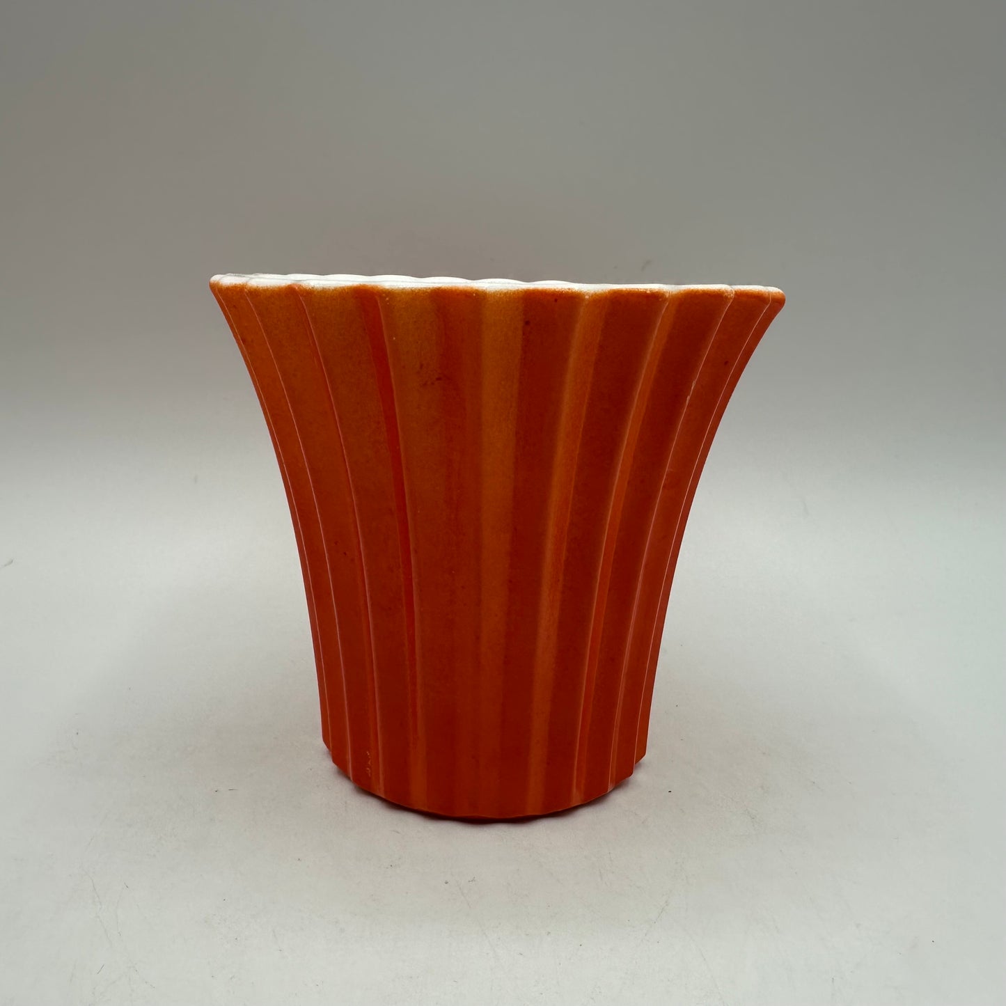 Lot of 3 Ribbed Planters -(2)Hazel Atlas and (1) Vitrock, Orange