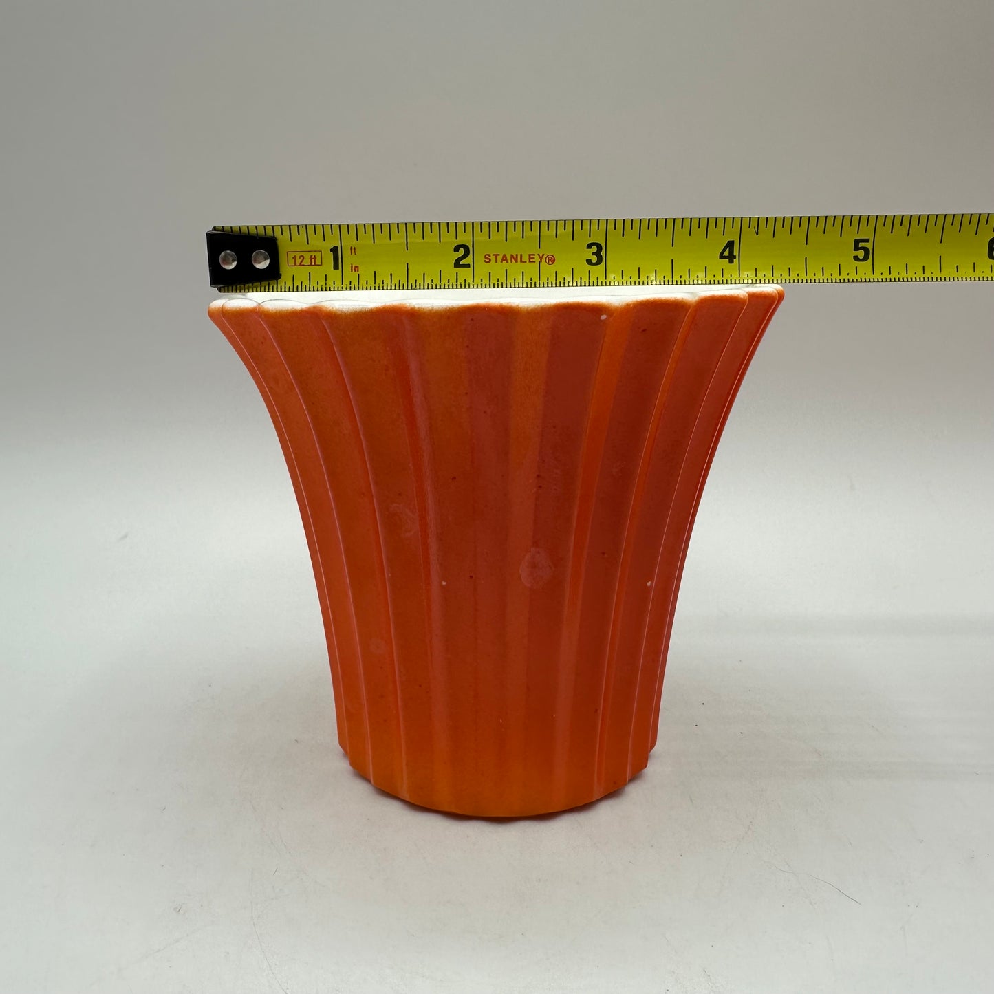 Lot of 3 Ribbed Planters -(2)Hazel Atlas and (1) Vitrock, Orange