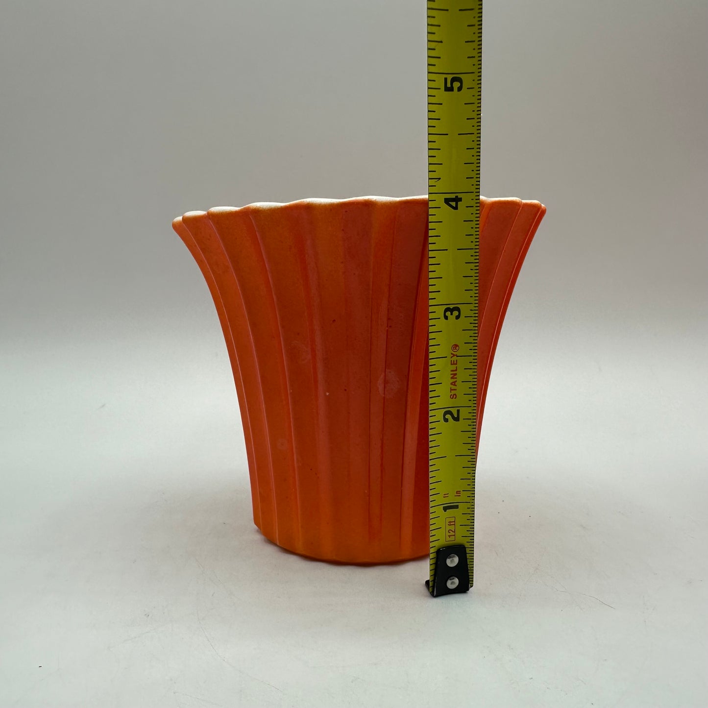 Lot of 3 Ribbed Planters -(2)Hazel Atlas and (1) Vitrock, Orange