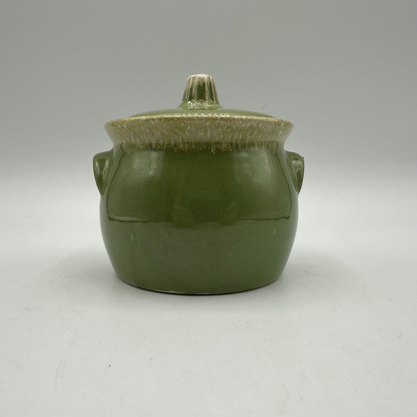 Hull Pottery Green Drip Bean Pot Crock 4" Tall