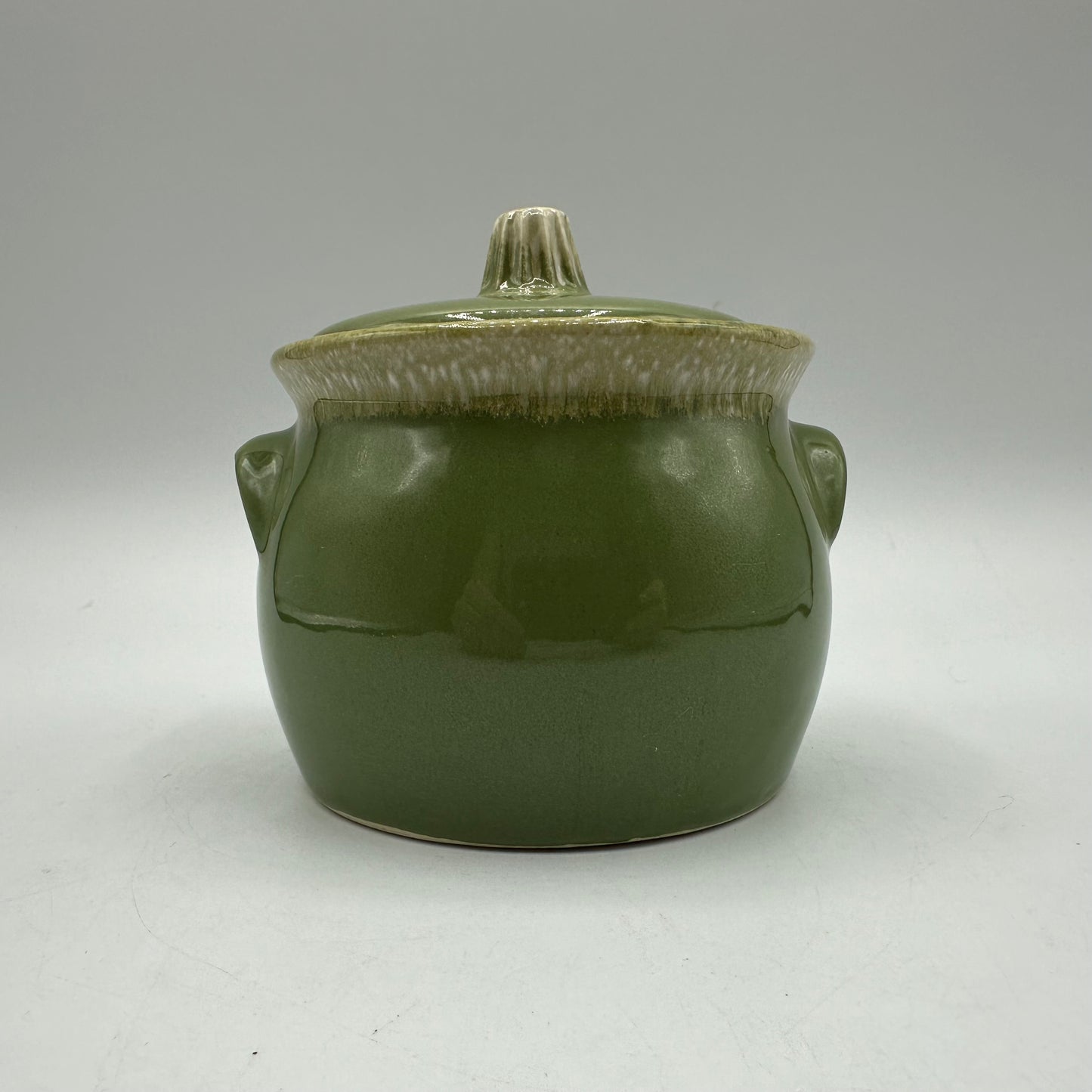 Hull Pottery Green Drip Bean Pot Crock 4" Tall