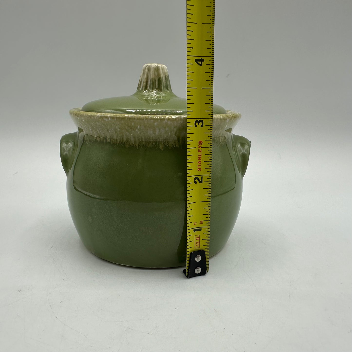 Hull Pottery Green Drip Bean Pot Crock 4" Tall