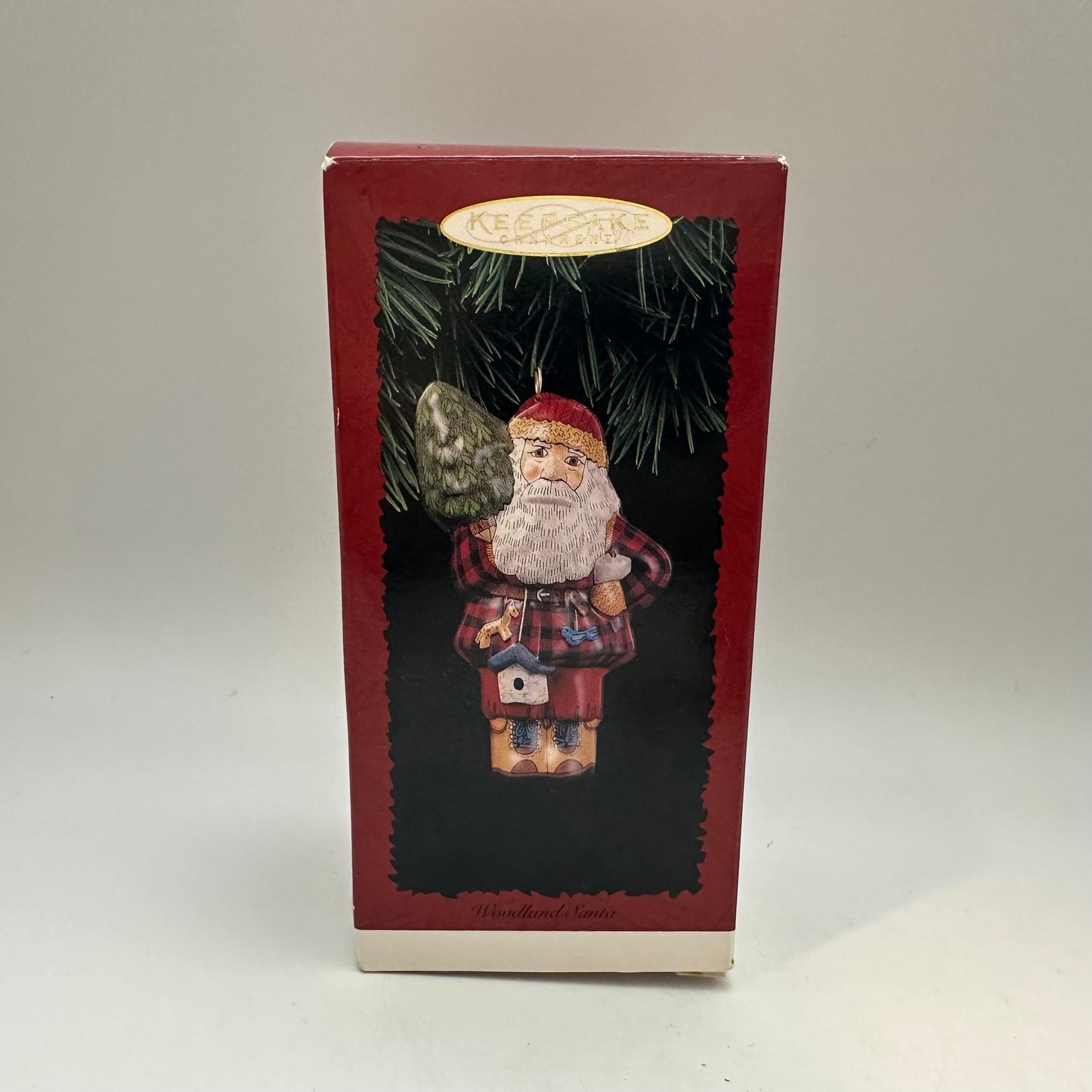 Hallmark 1996 Woodland Santa Pressed Tin Keepsake Ornament