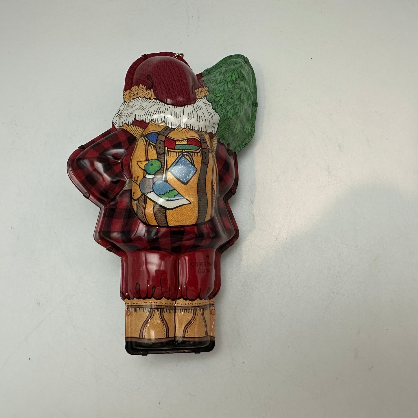 Hallmark 1996 Woodland Santa Pressed Tin Keepsake Ornament