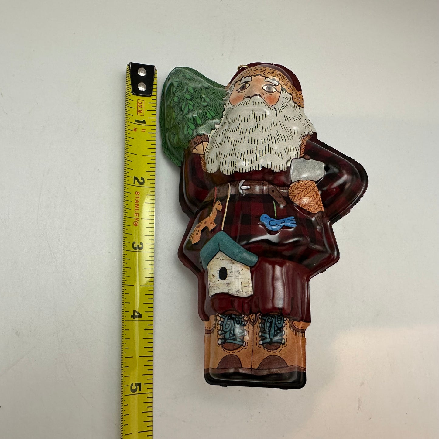 Hallmark 1996 Woodland Santa Pressed Tin Keepsake Ornament