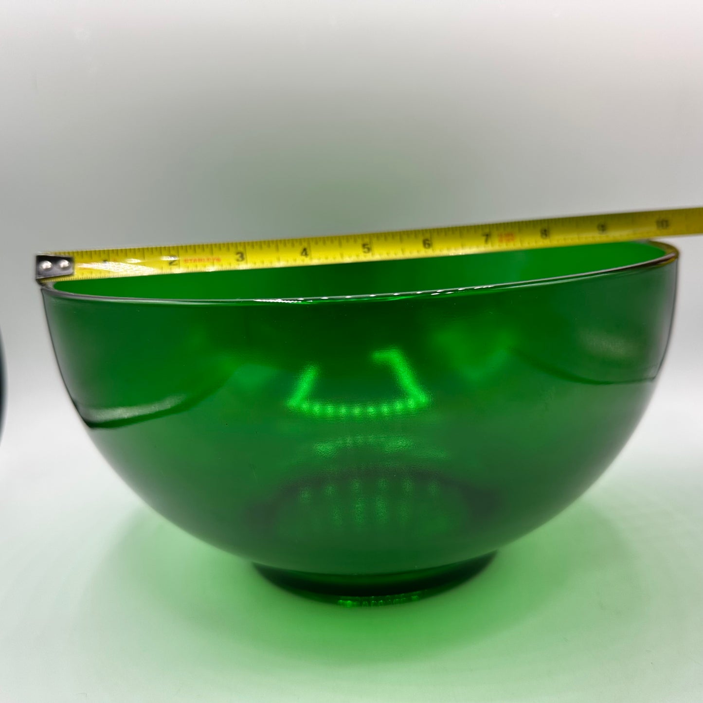 Anchor Hocking Green Punch Bowl and 10 punch cups