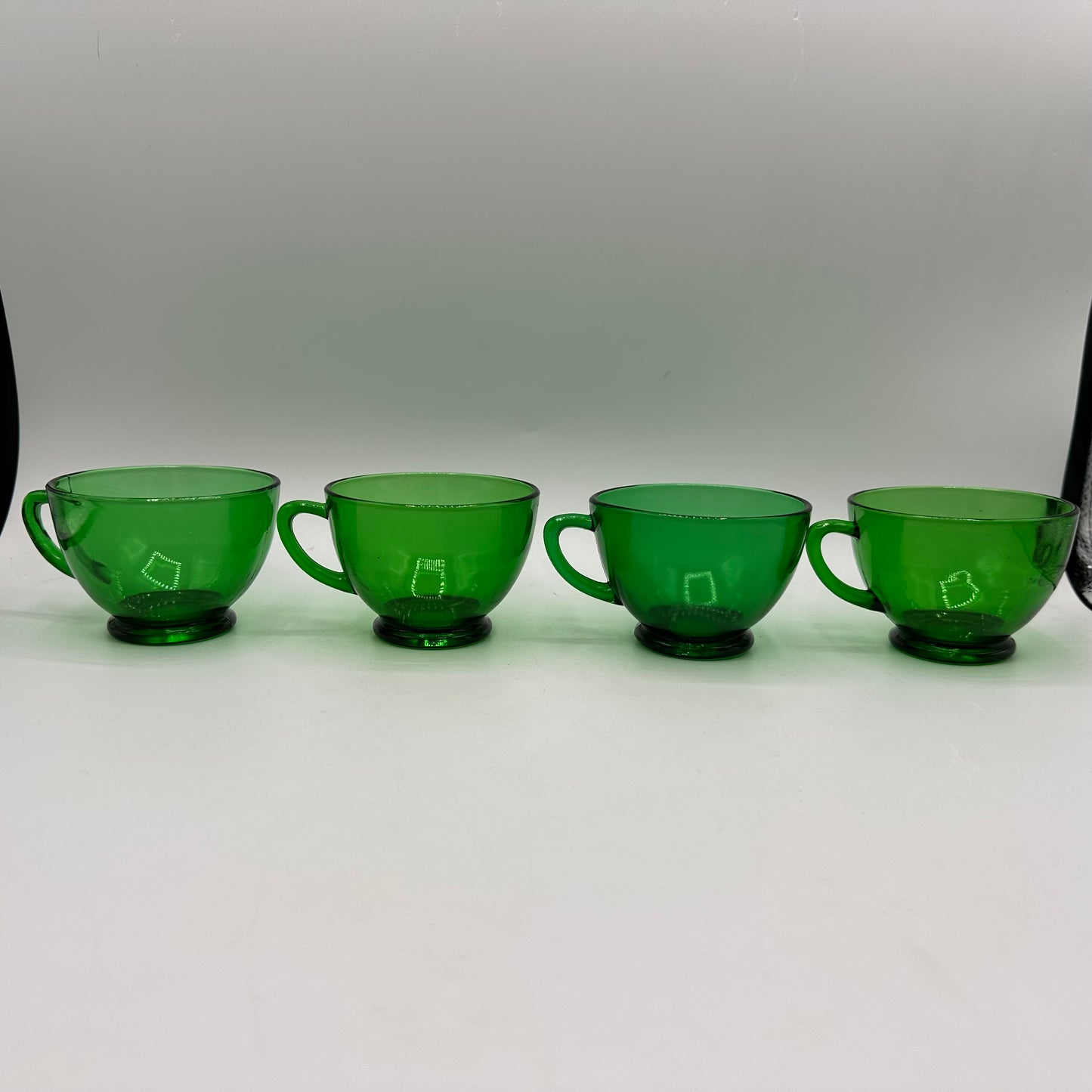 Anchor Hocking Green Punch Bowl and 10 punch cups