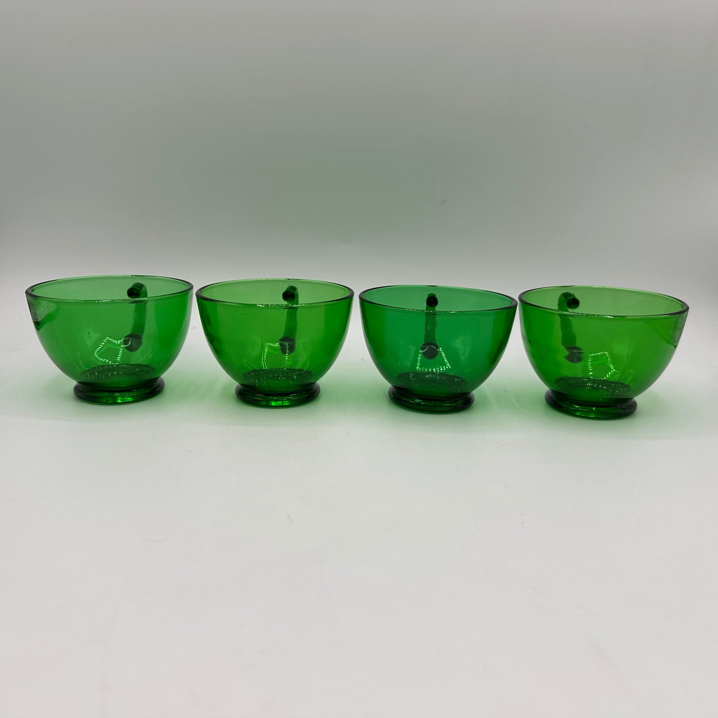 Anchor Hocking Green Punch Bowl and 10 punch cups