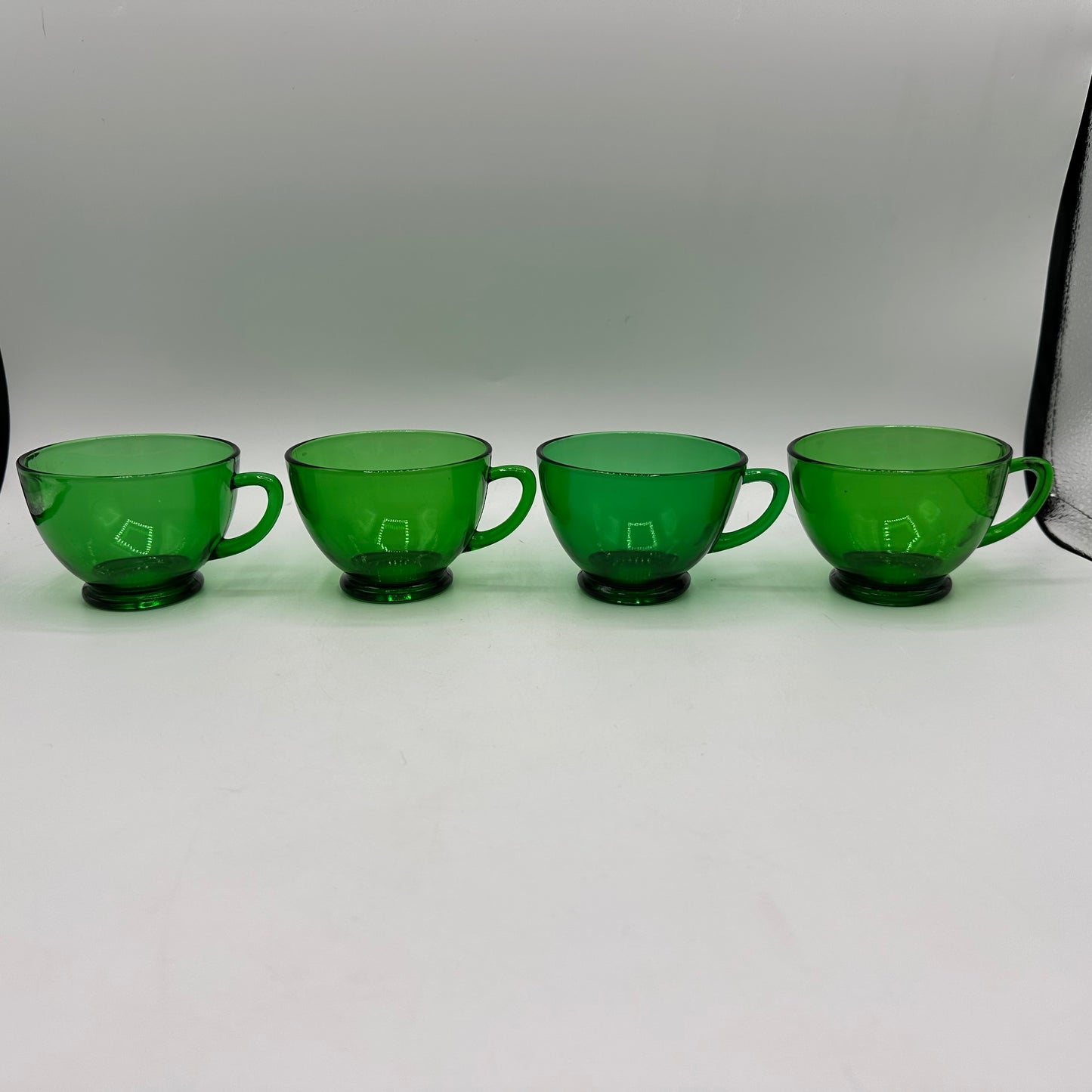 Anchor Hocking Green Punch Bowl and 10 punch cups