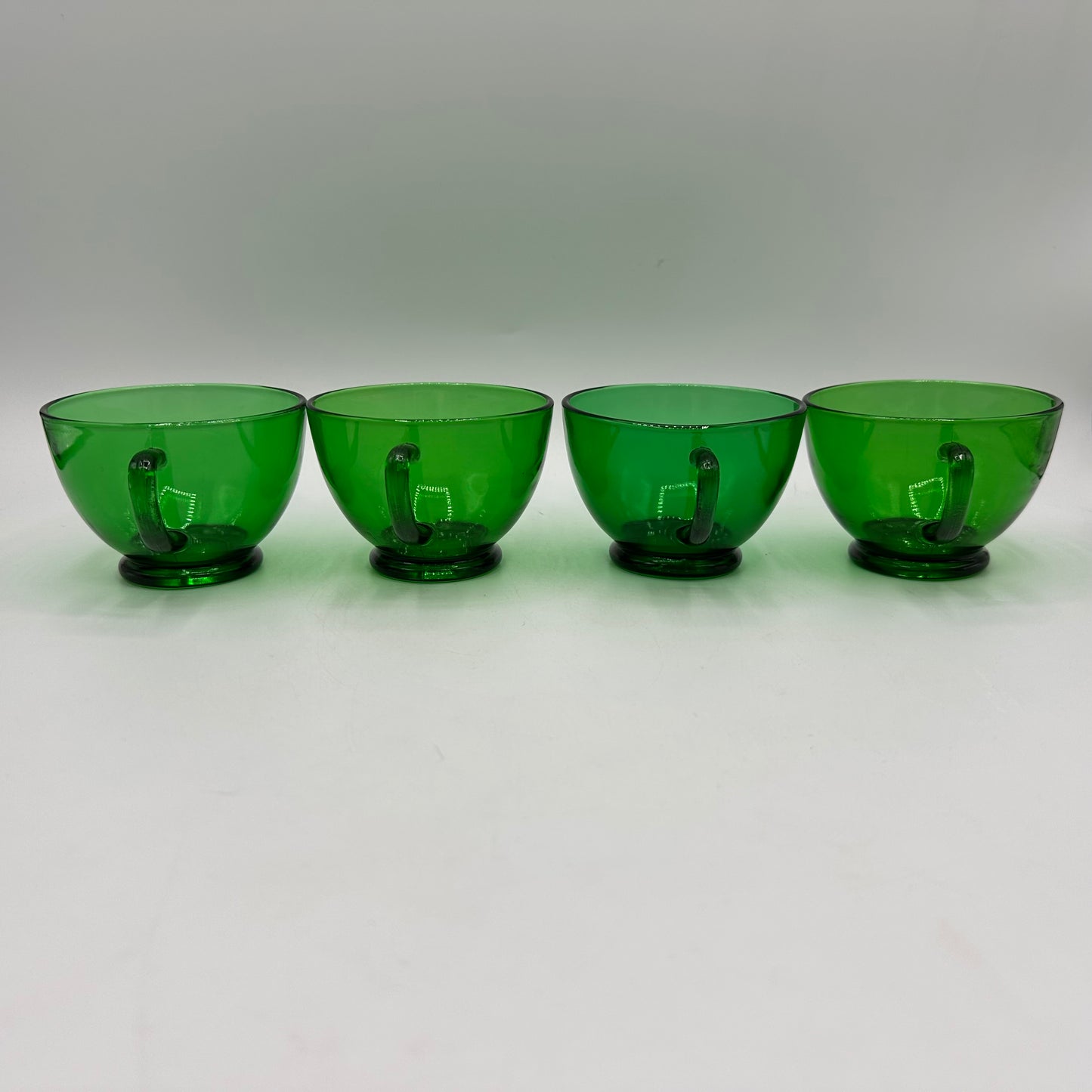 Anchor Hocking Green Punch Bowl and 10 punch cups