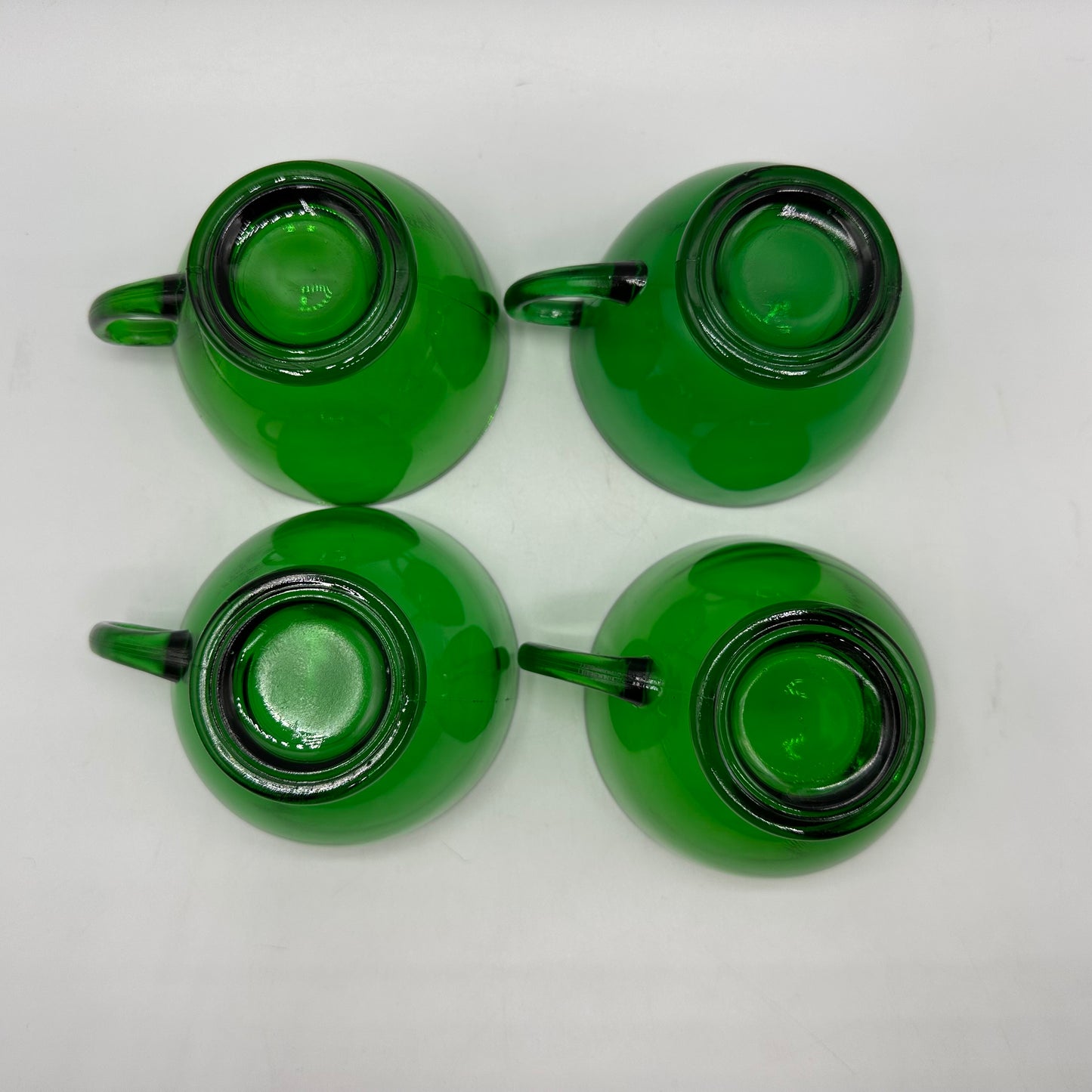 Anchor Hocking Green Punch Bowl and 10 punch cups