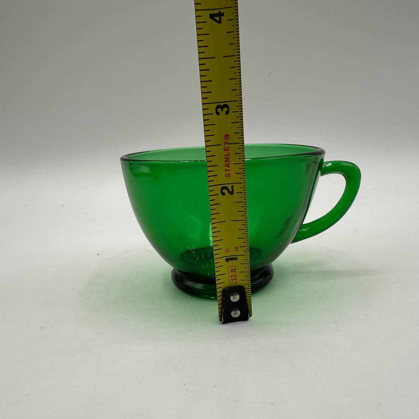 Anchor Hocking Green Punch Bowl and 10 punch cups