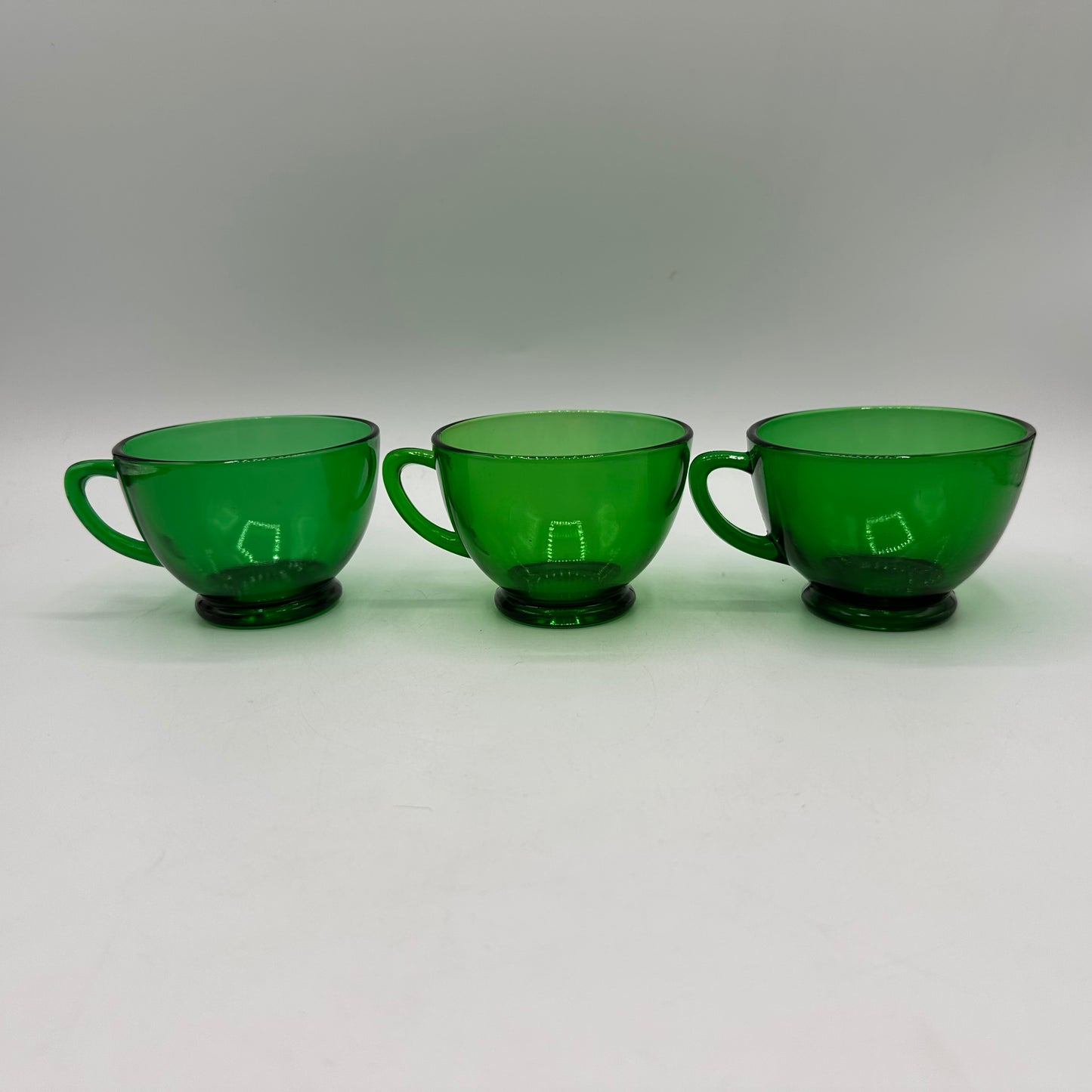 Anchor Hocking Green Punch Bowl and 10 punch cups