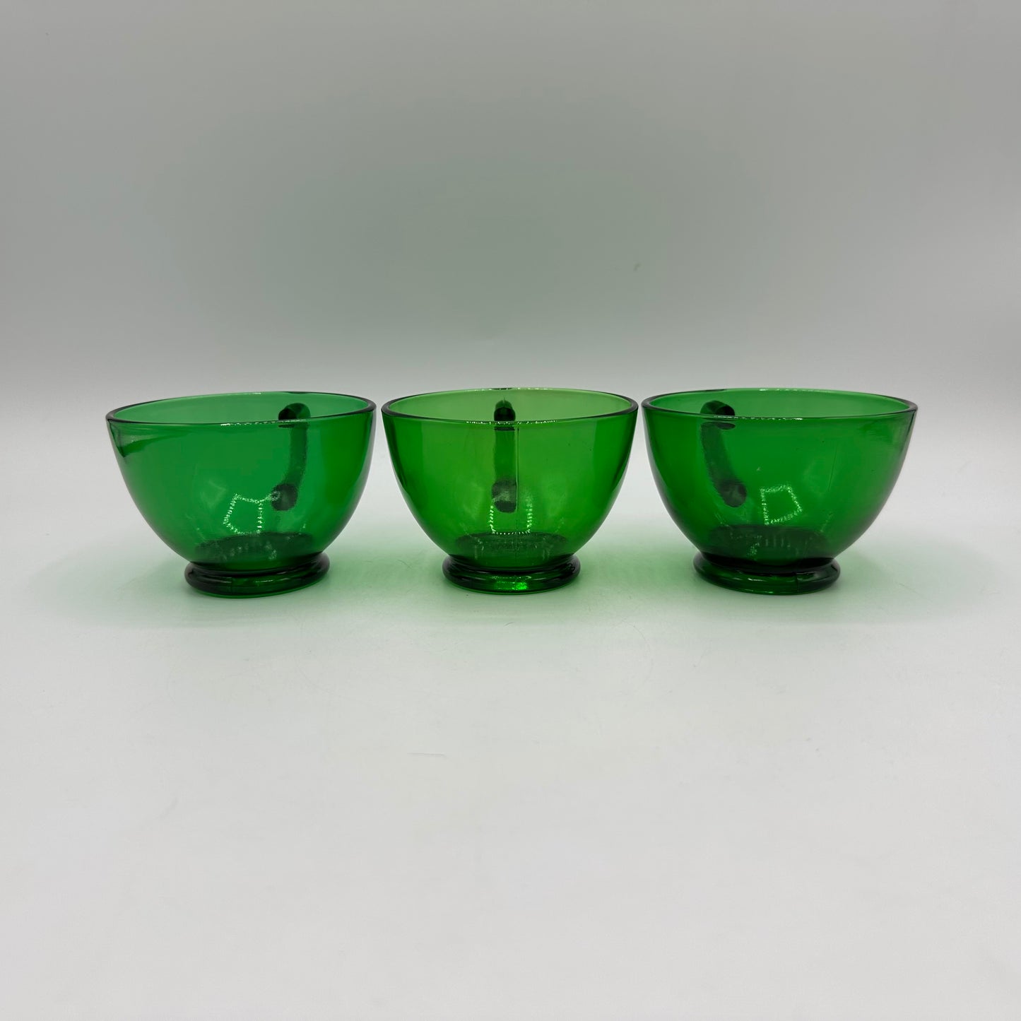 Anchor Hocking Green Punch Bowl and 10 punch cups