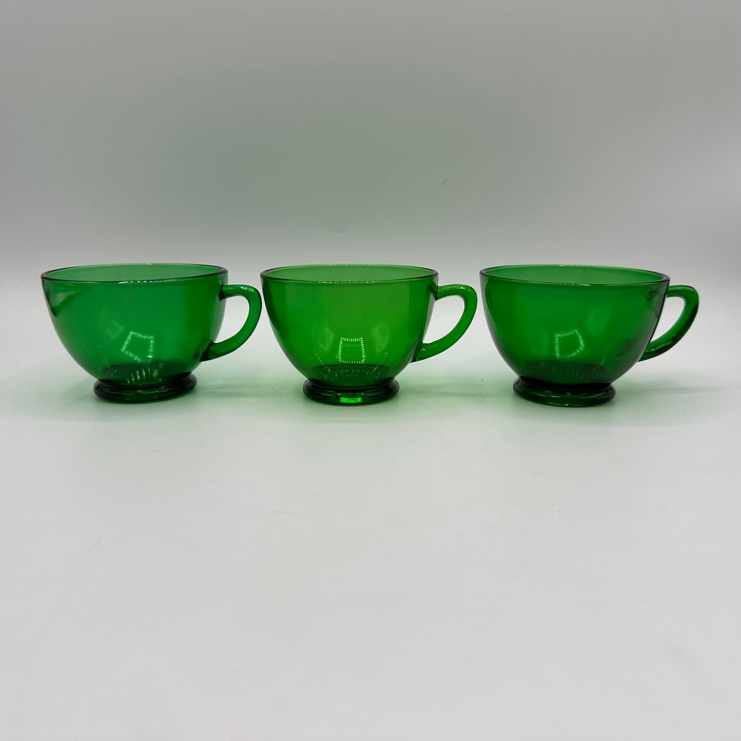 Anchor Hocking Green Punch Bowl and 10 punch cups